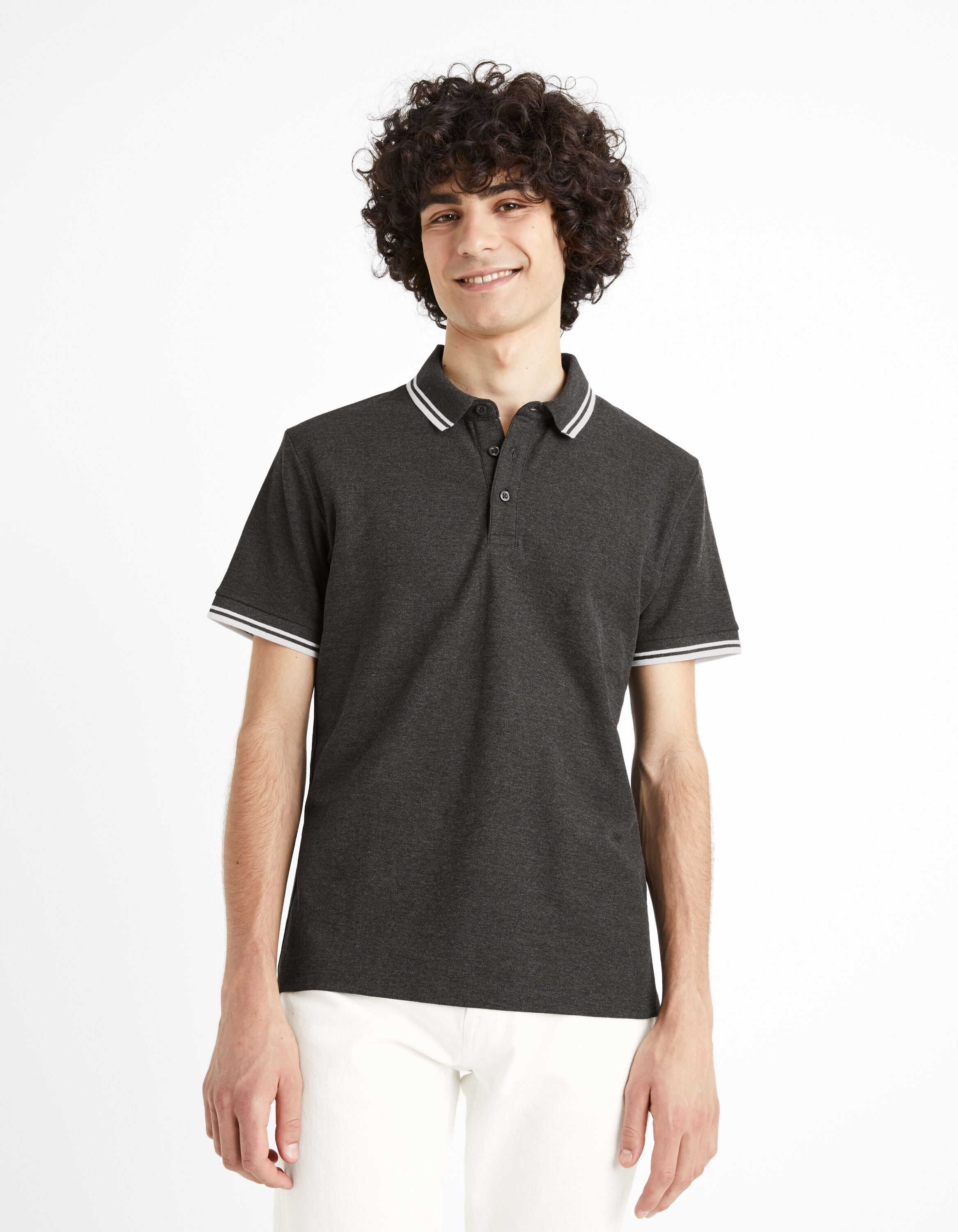 Polo piqu&eacute; 100% coton - gris