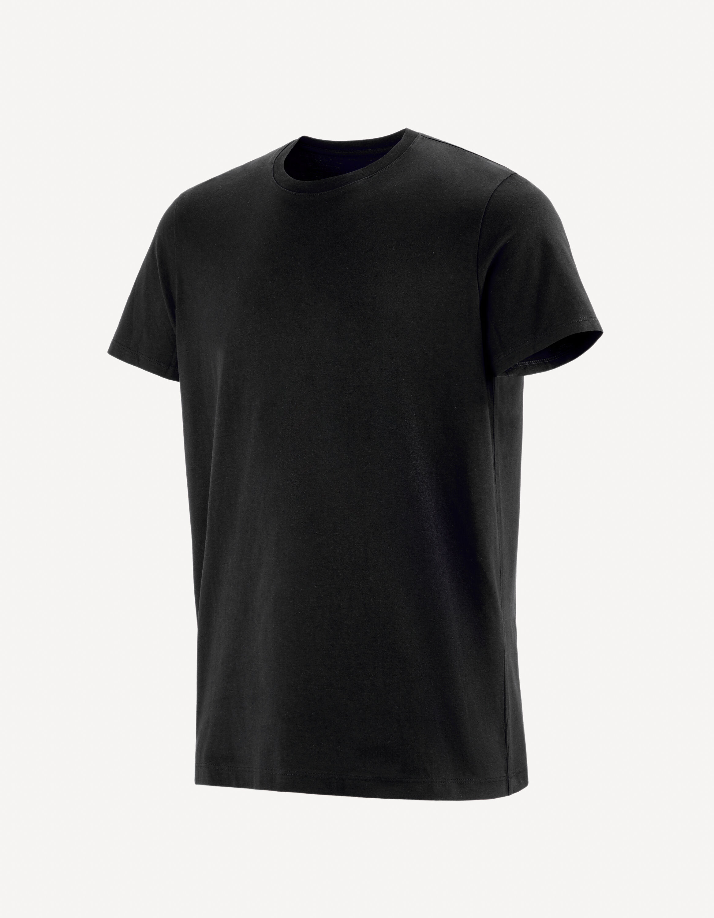 T-shirt regular version longuecol rond 100% coton - noir