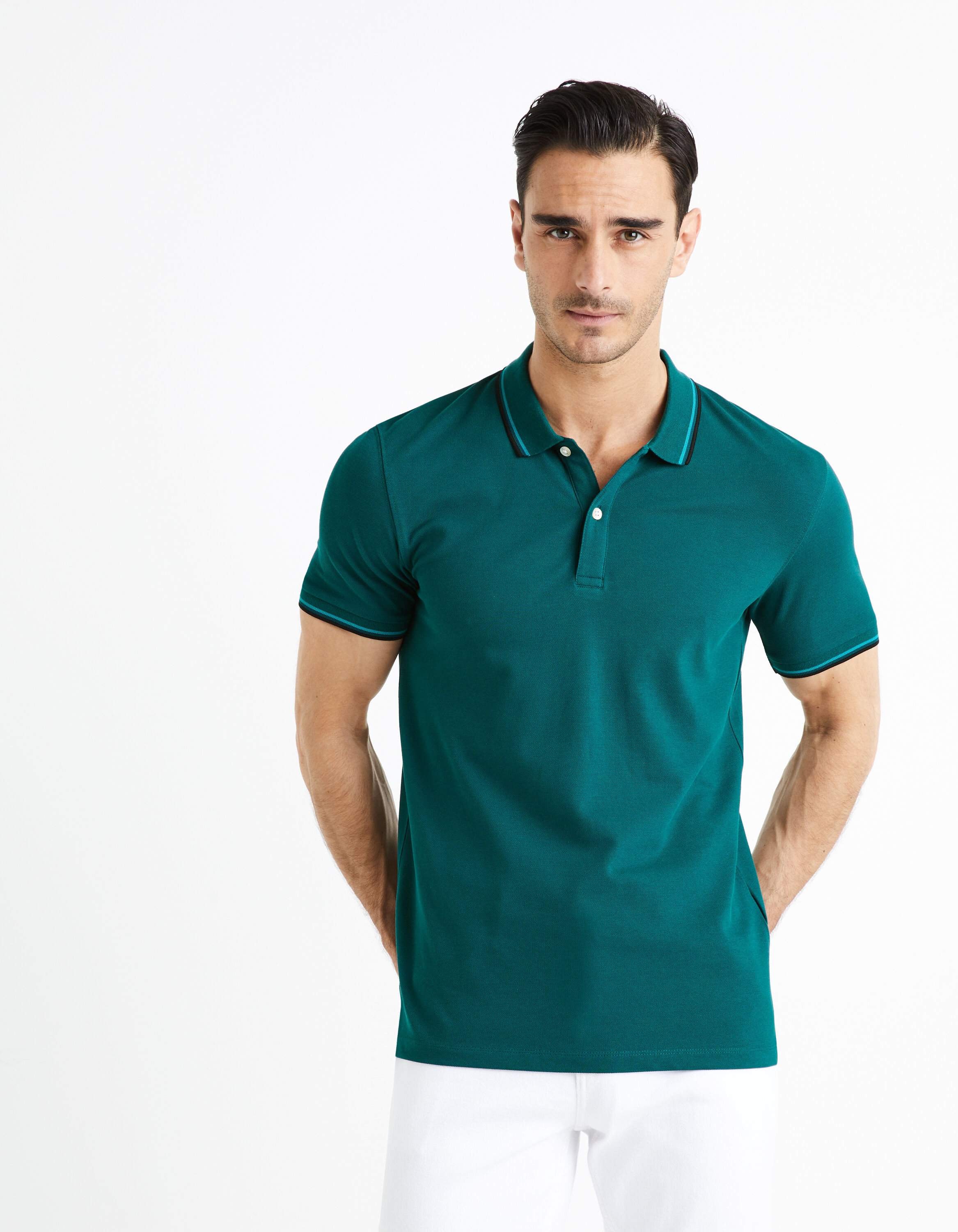 Polo piqu&eacute; - p&eacute;trole