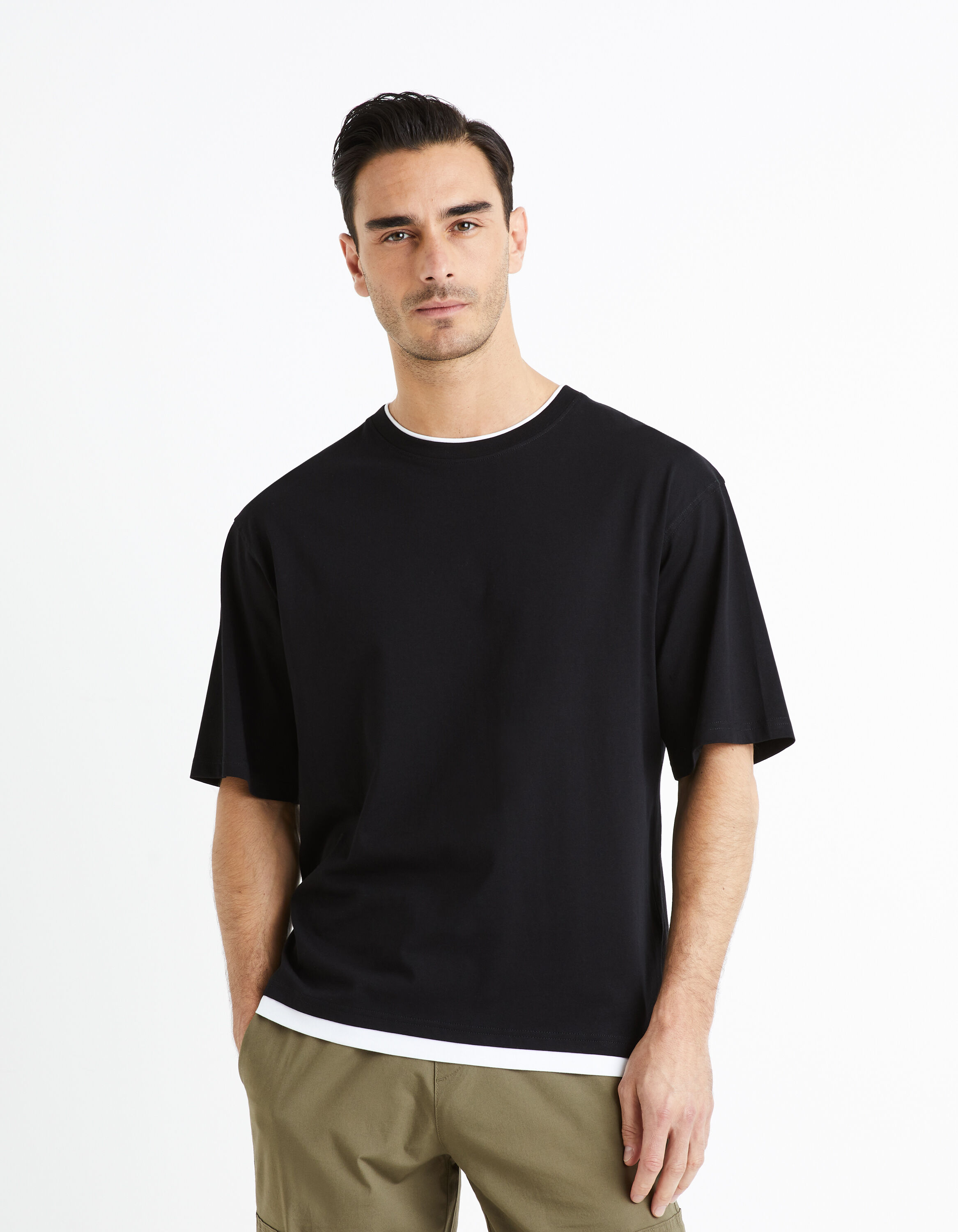 T-shirt col rond 100% coton - noir
