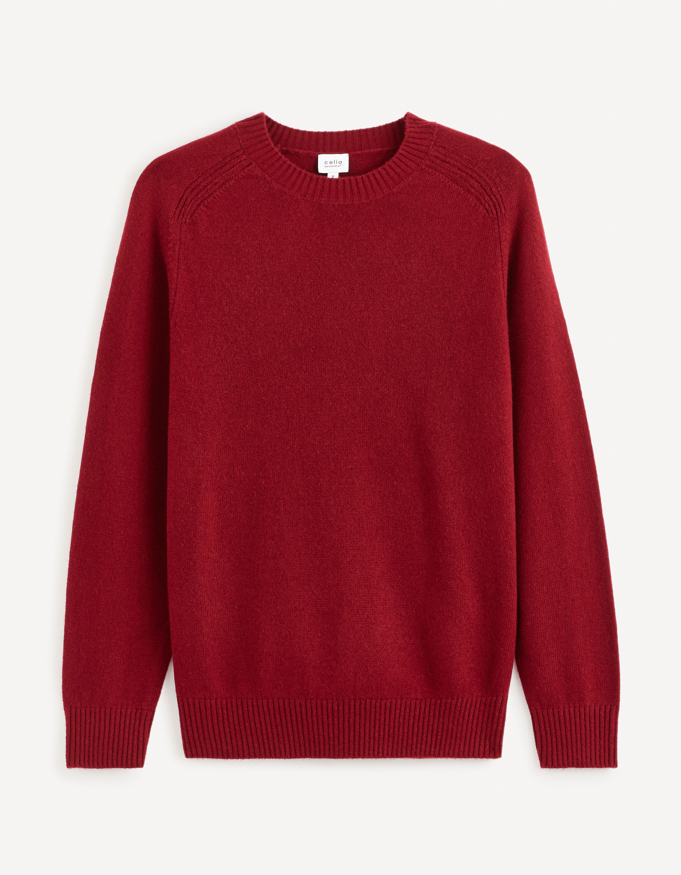 Pull col rond 100% lambswool - bordeaux