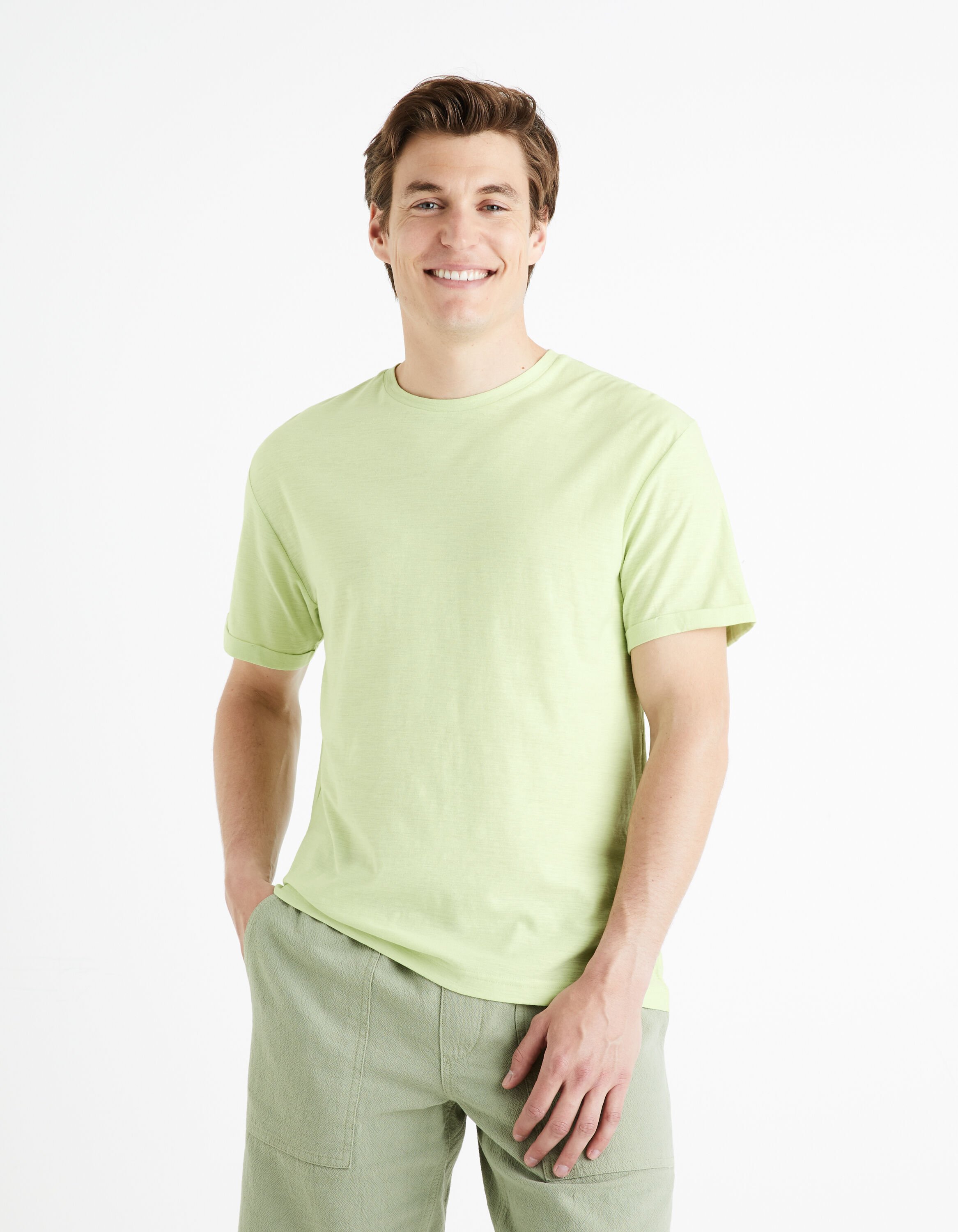 T-shirt col rond 100% coton - vert