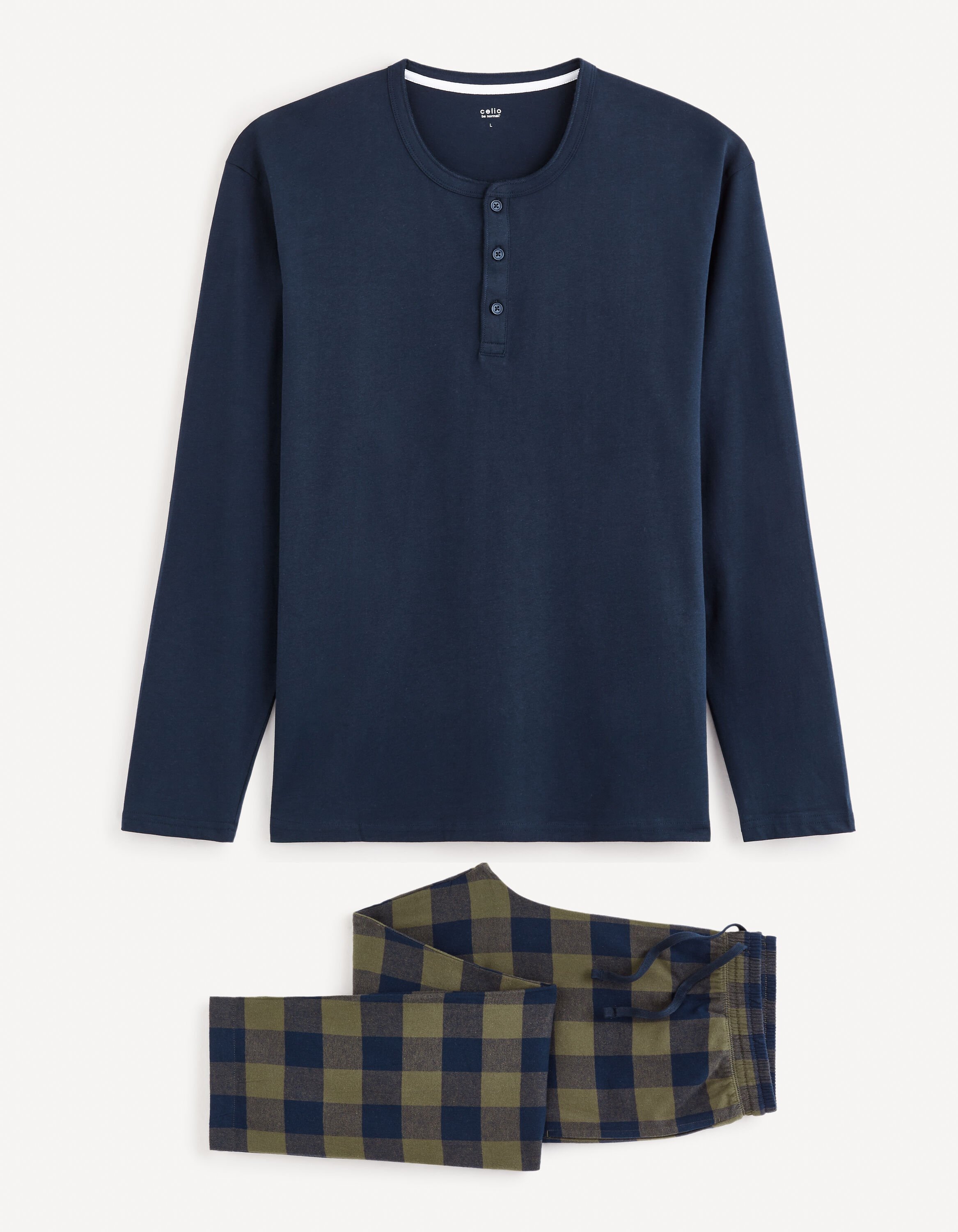 Pyjama 100% coton - vert et marine