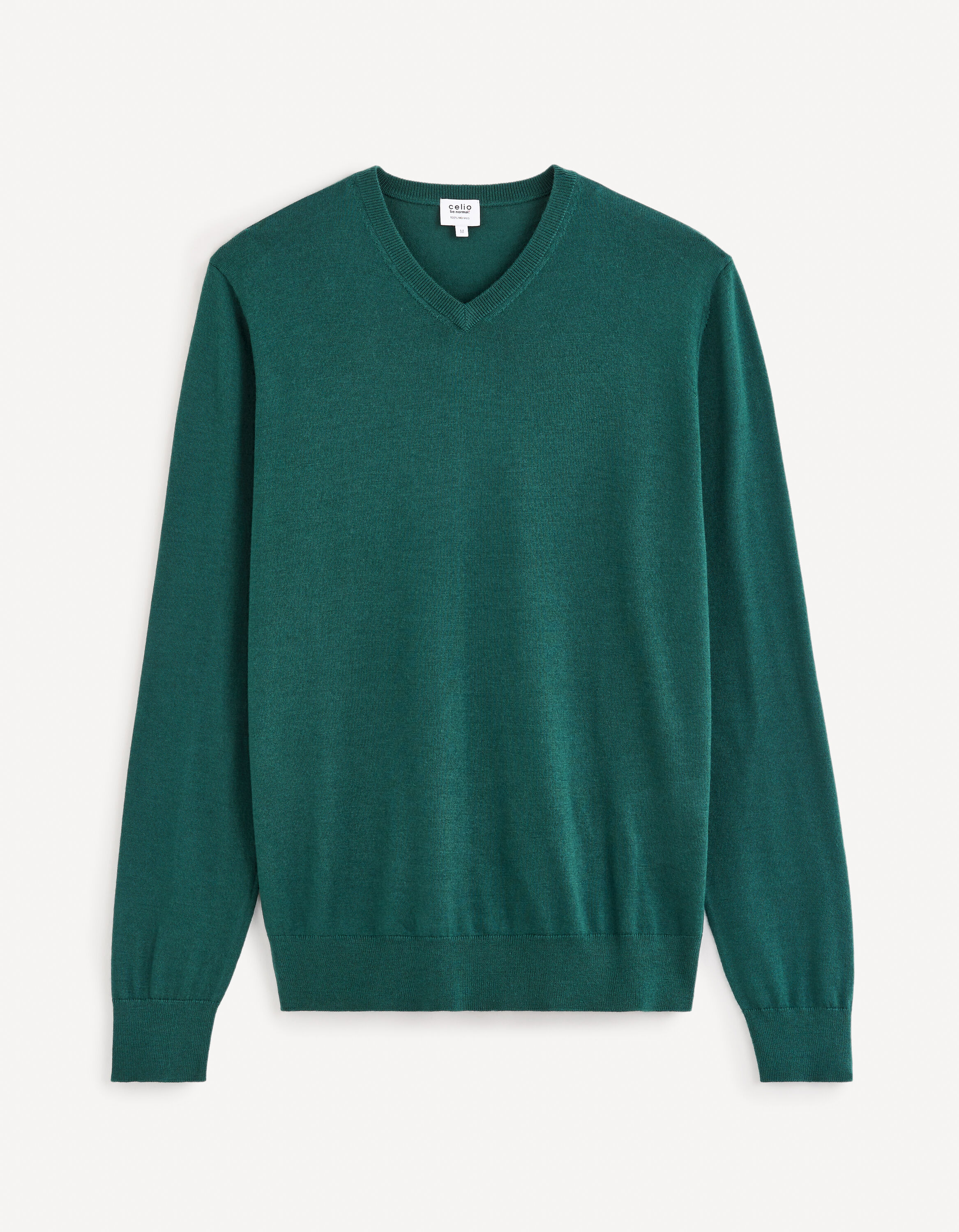 Pull col V 100% laine m&eacute;rinos - vert
