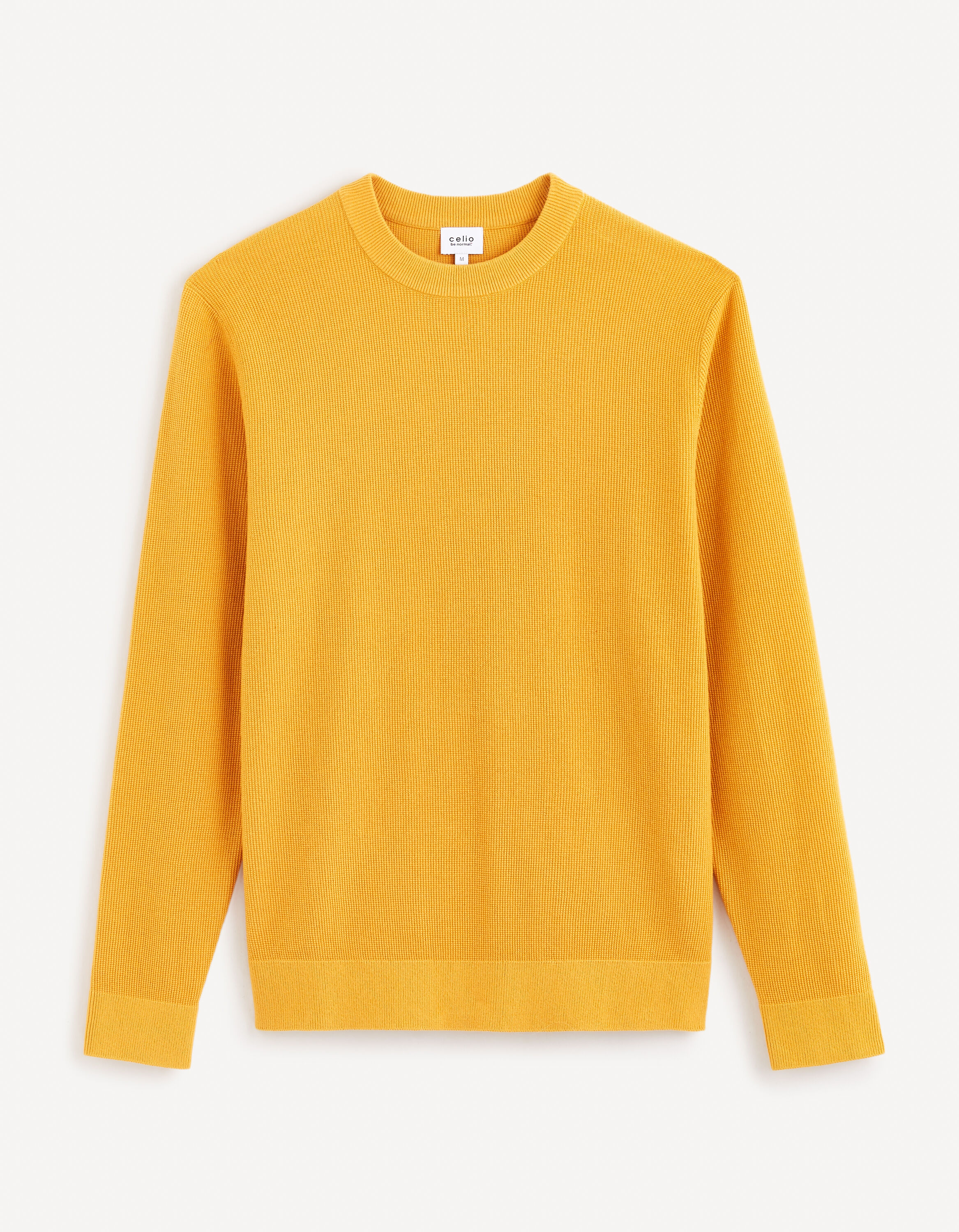 Pull col rond 100% coton - moutarde