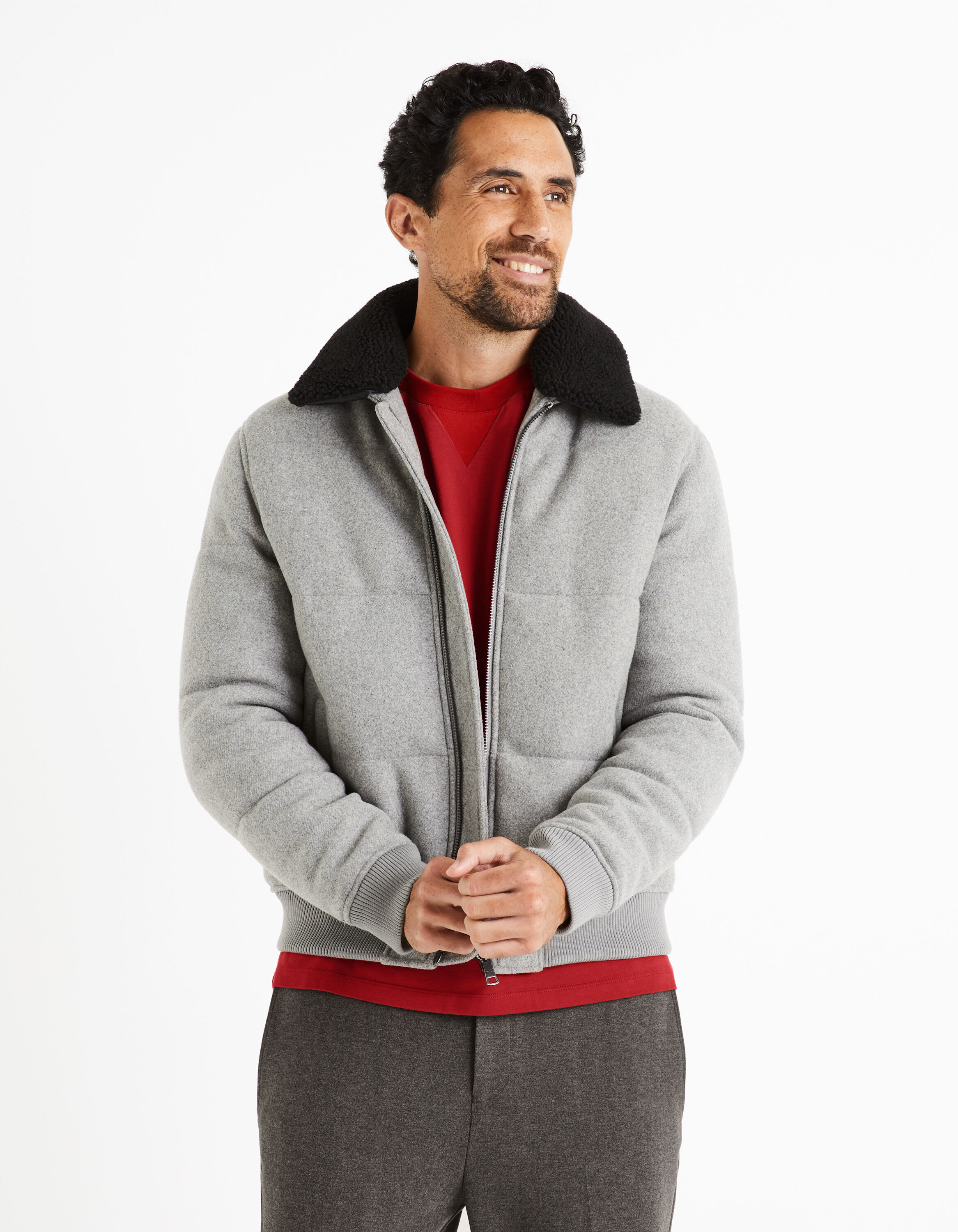 Blouson aviateur flanelle - gris