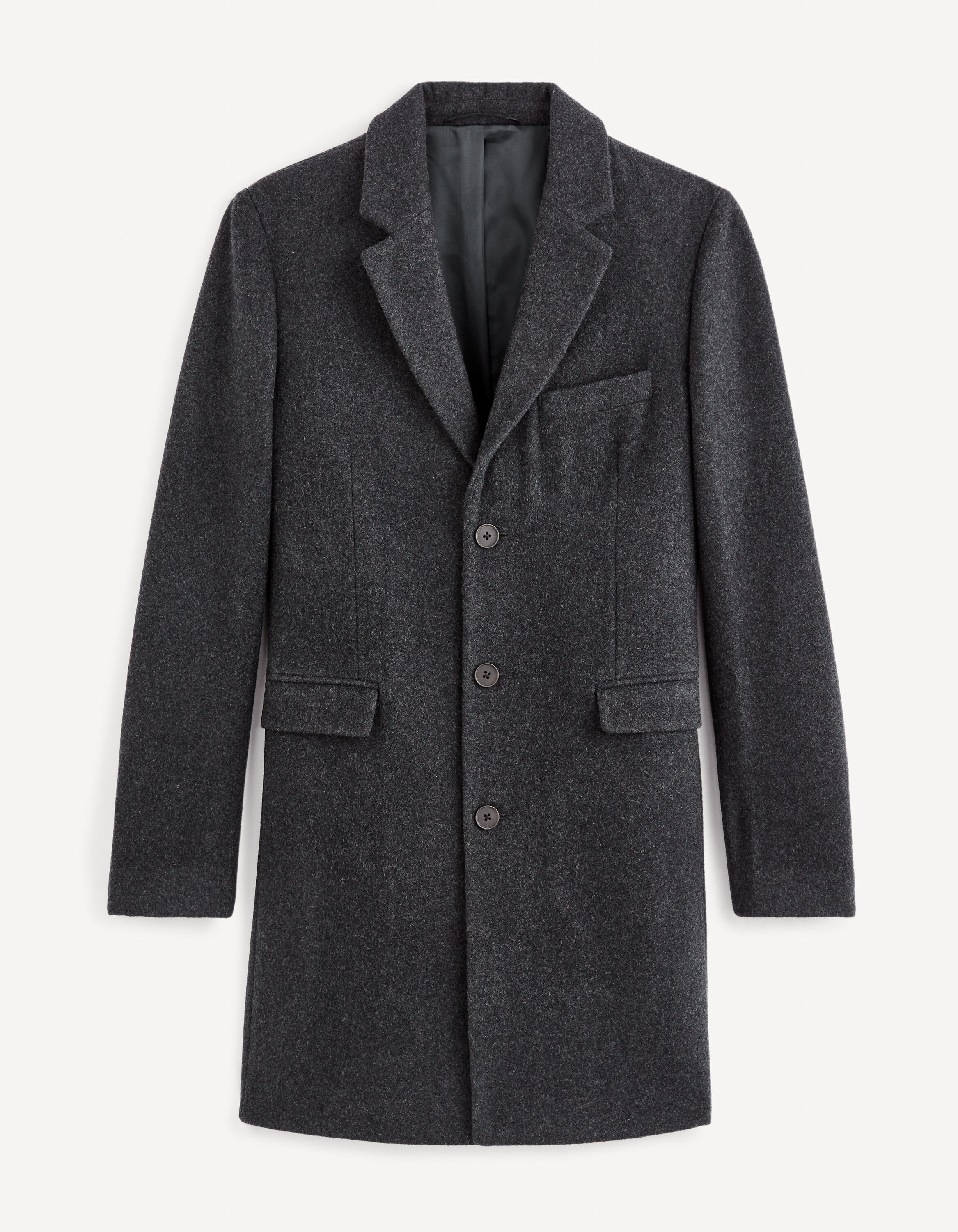 Manteau laine m&eacute;lang&eacute; - anthracite