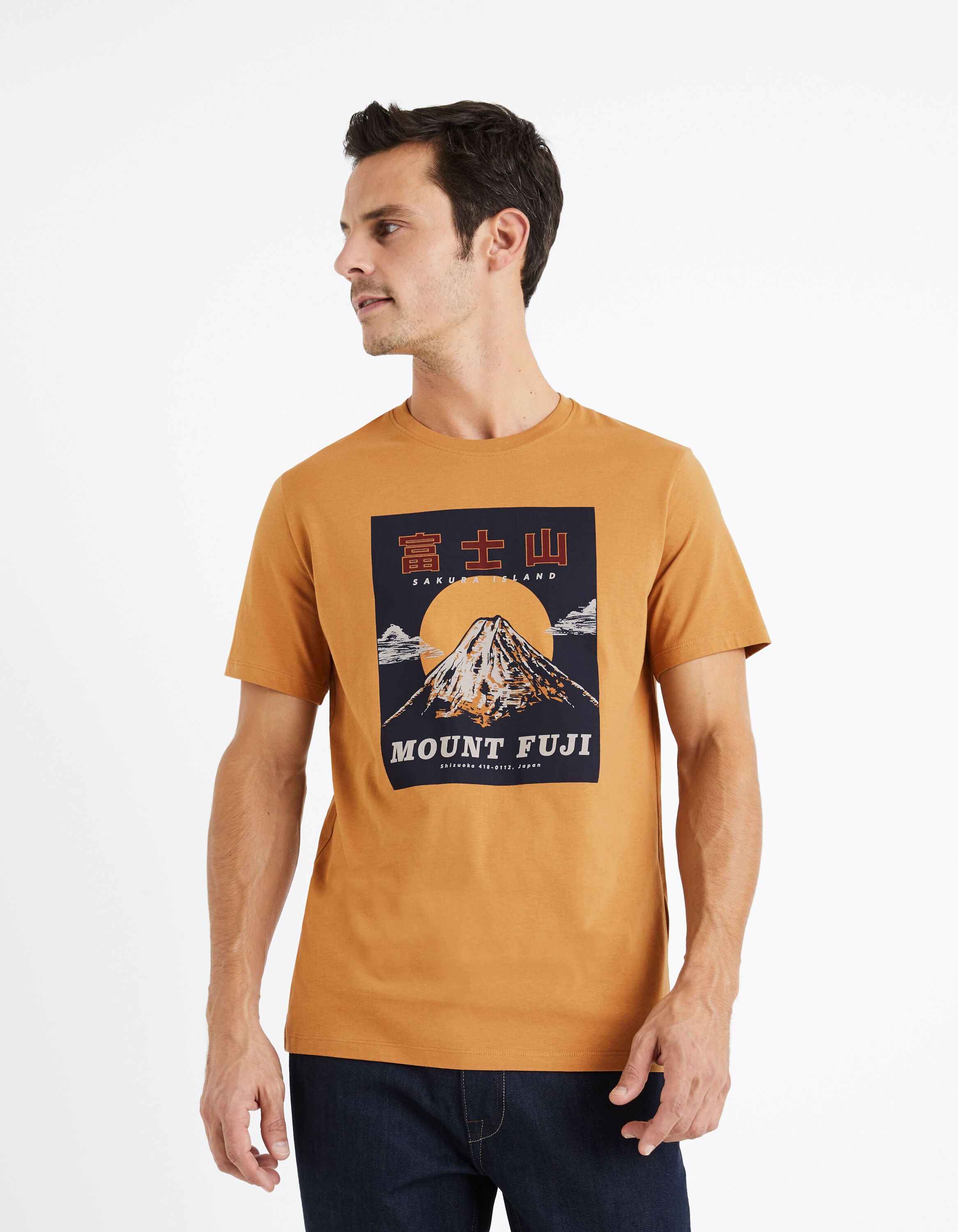 T-shirt col rond 100% coton - marron