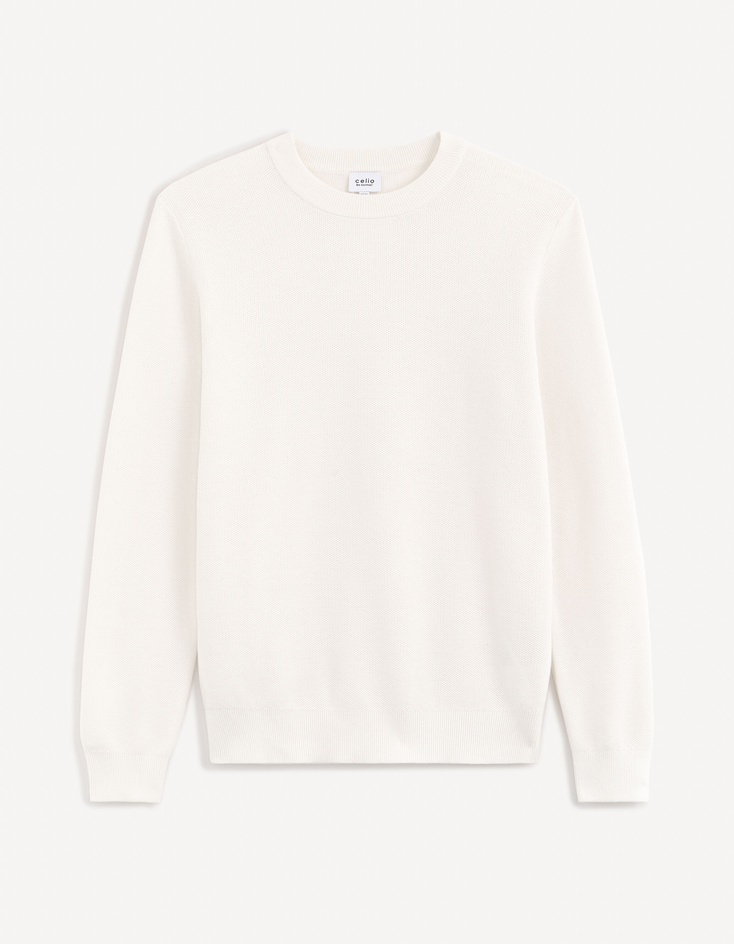 Pull col rond 100% coton - blanc