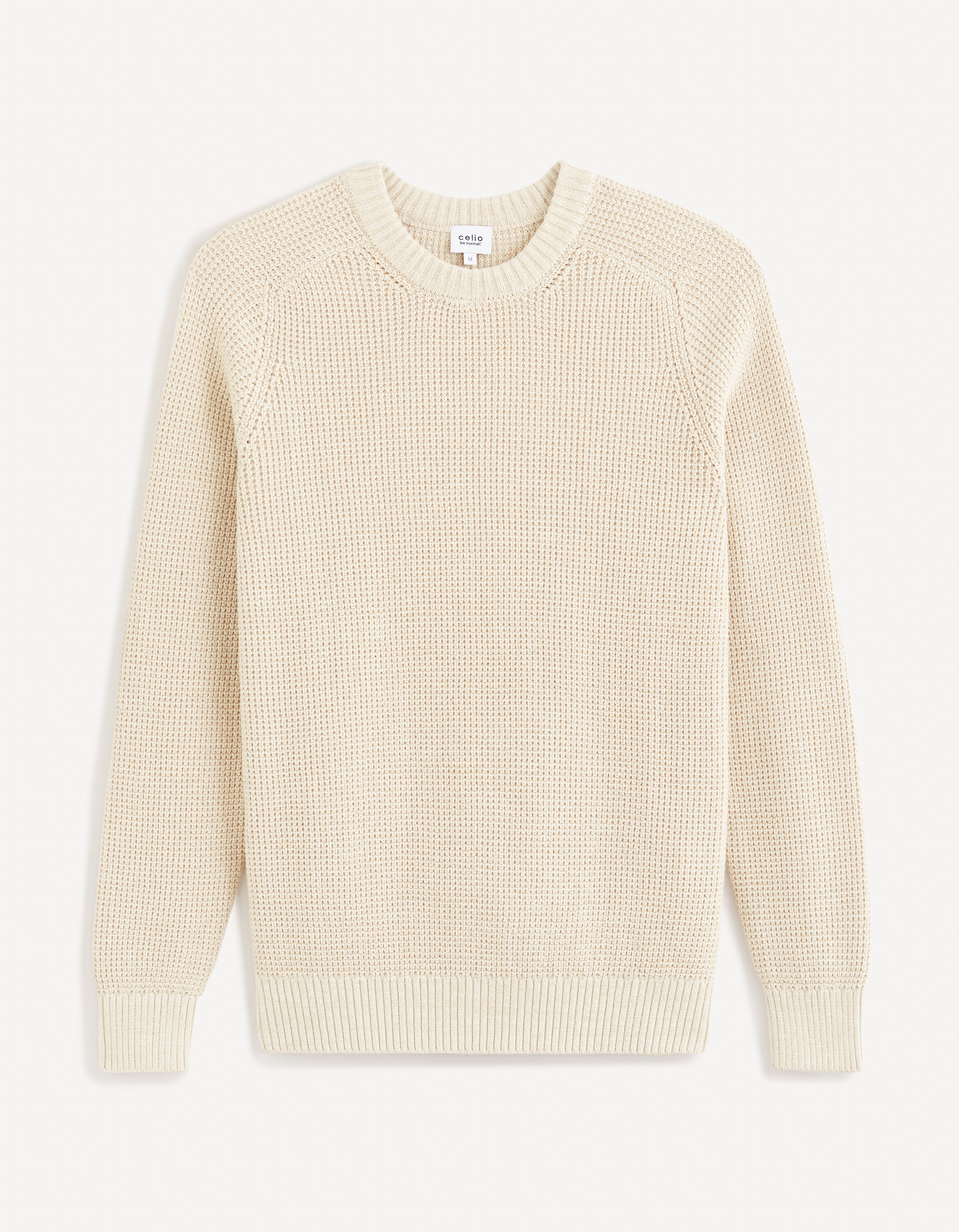 Pull col rond 100% coton - beige