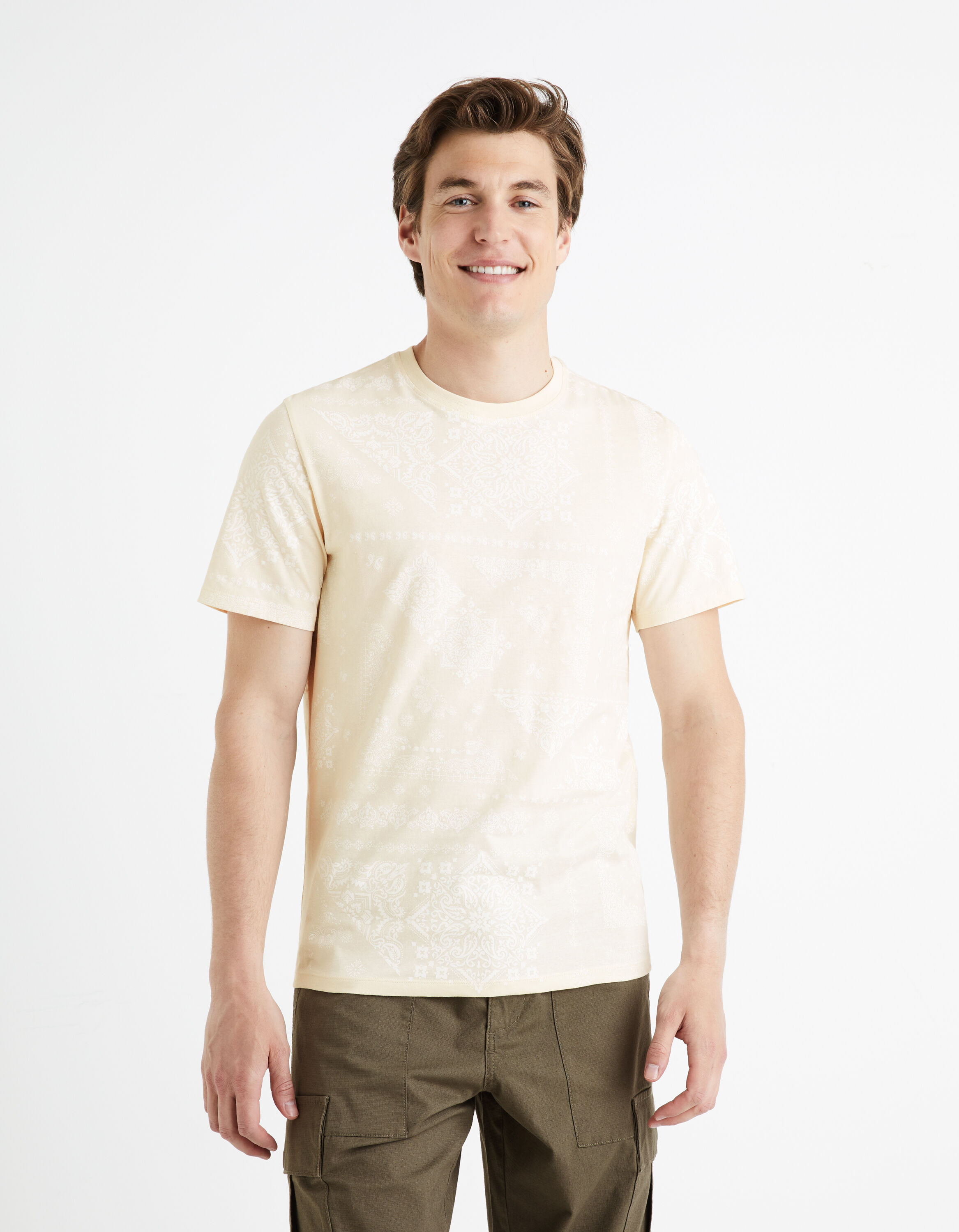 T-shirt col rond 100% coton - beige