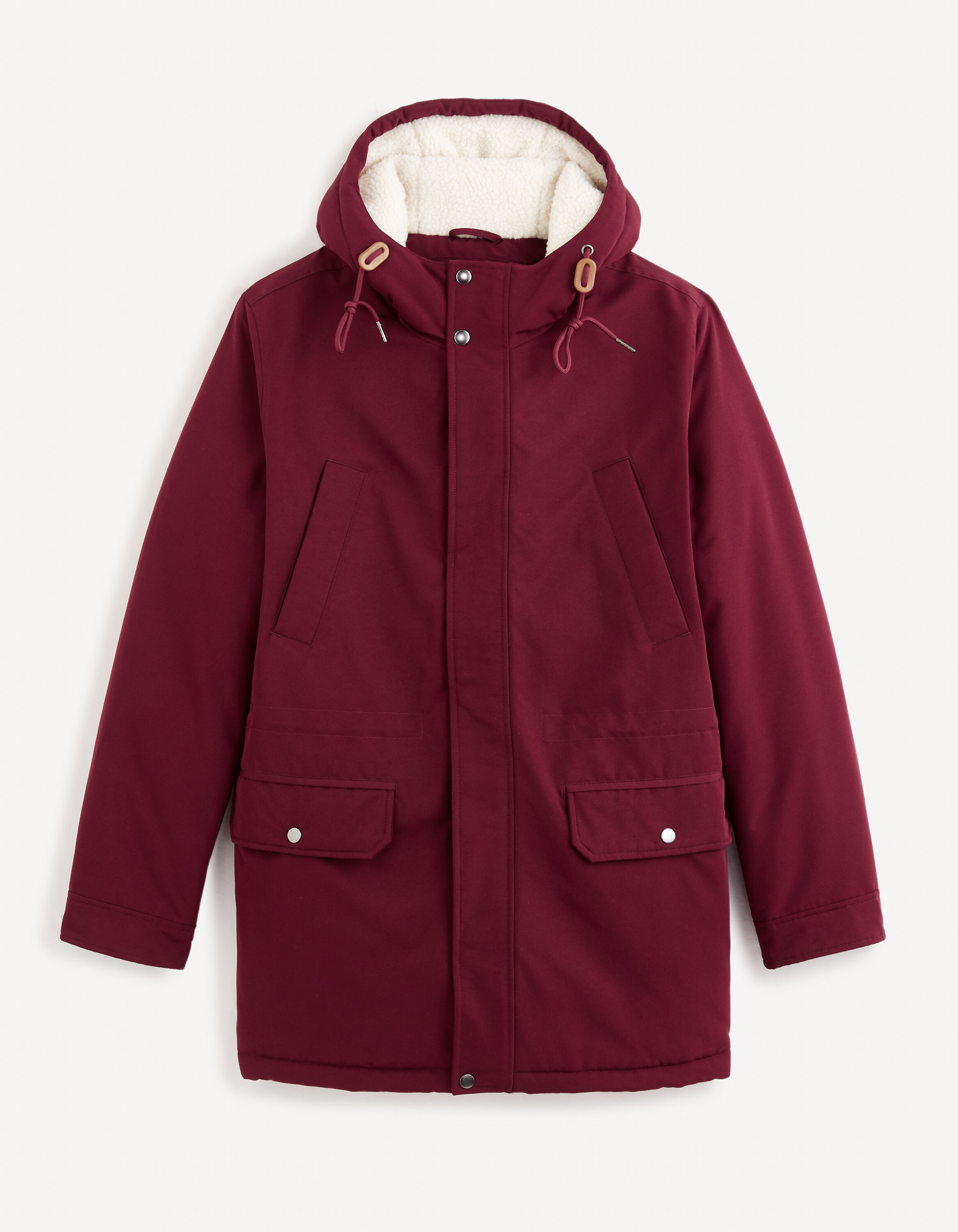 Parka &agrave; capuche doubl&eacute; sherpa - bordeaux