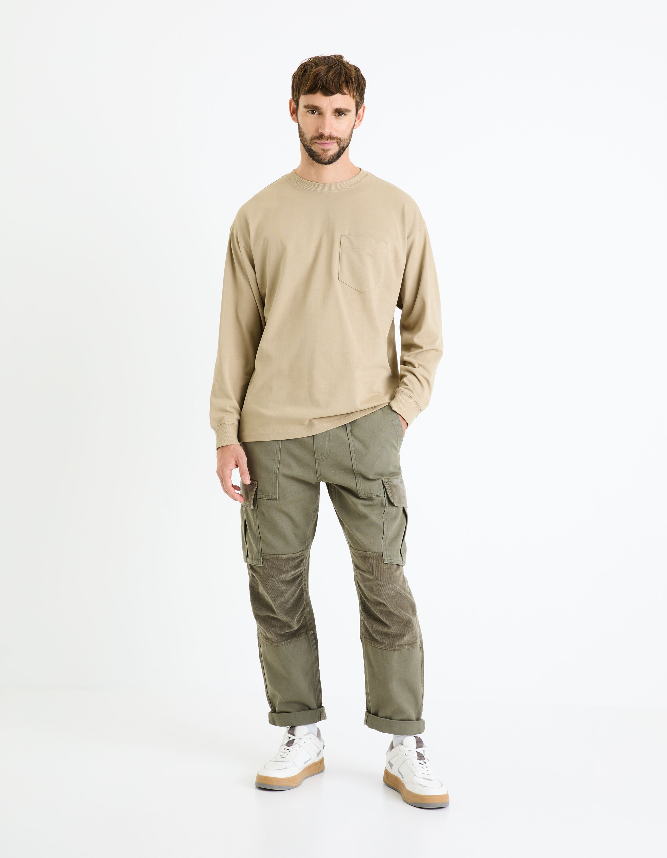 T-shirt manches longues 100% coton - beige