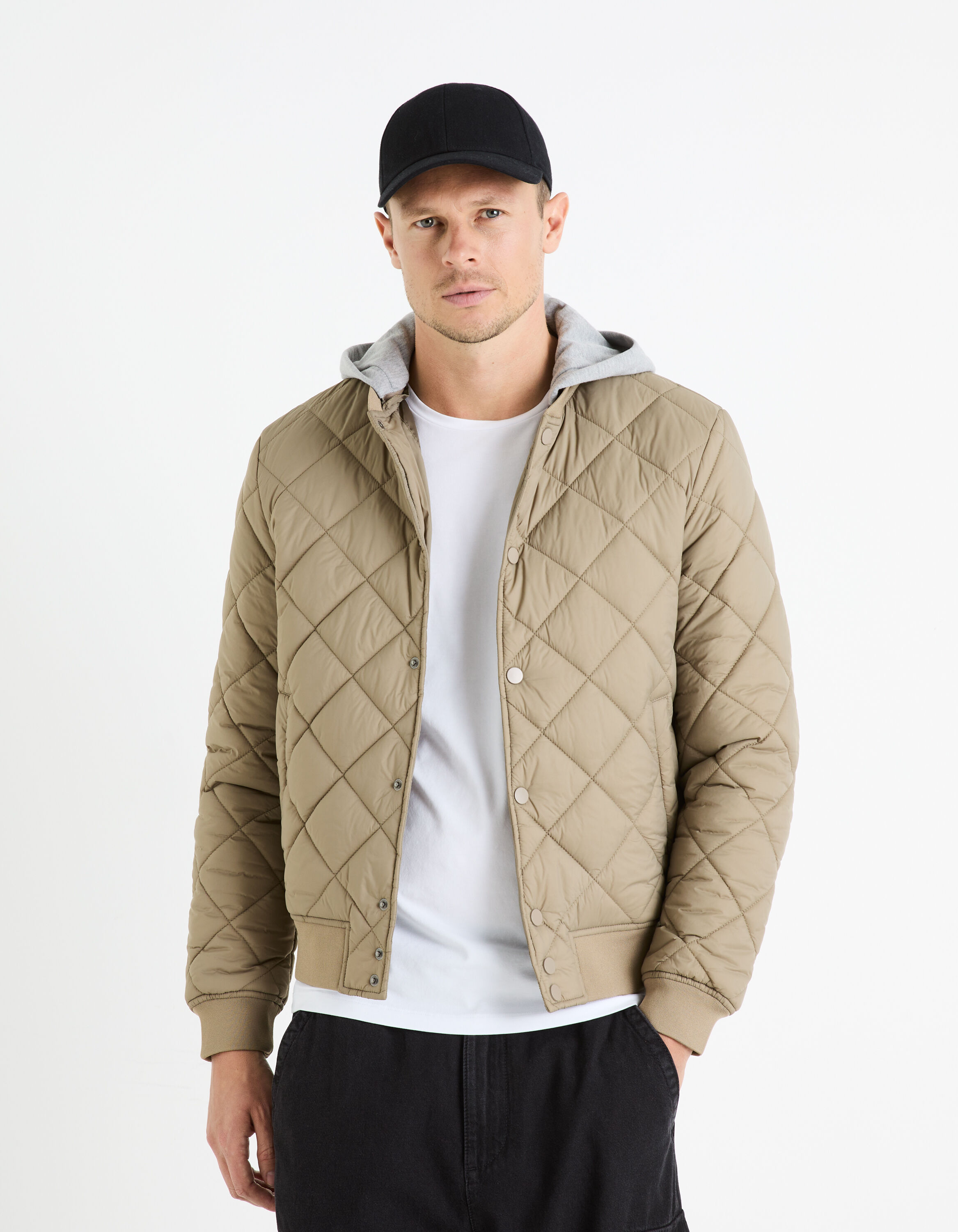 Bomber &agrave; capuche - beige