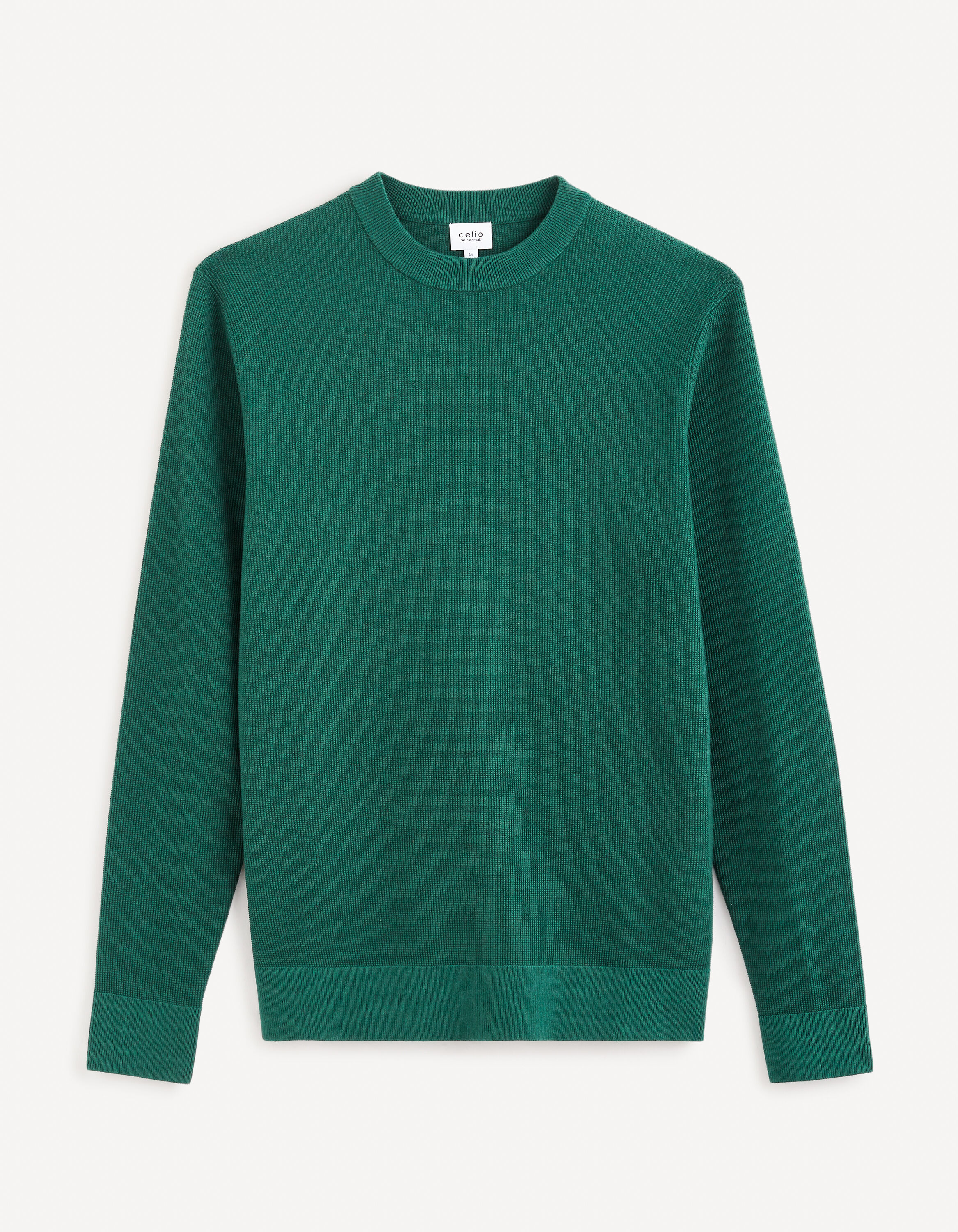 Pull col rond 100% coton - vert fonc&eacute;