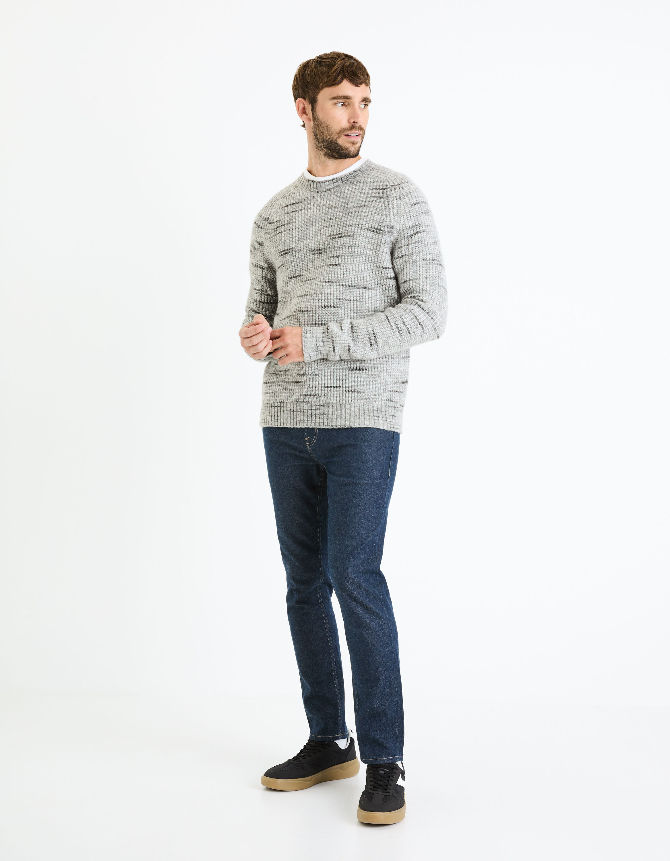 Pull col rond - gris chine