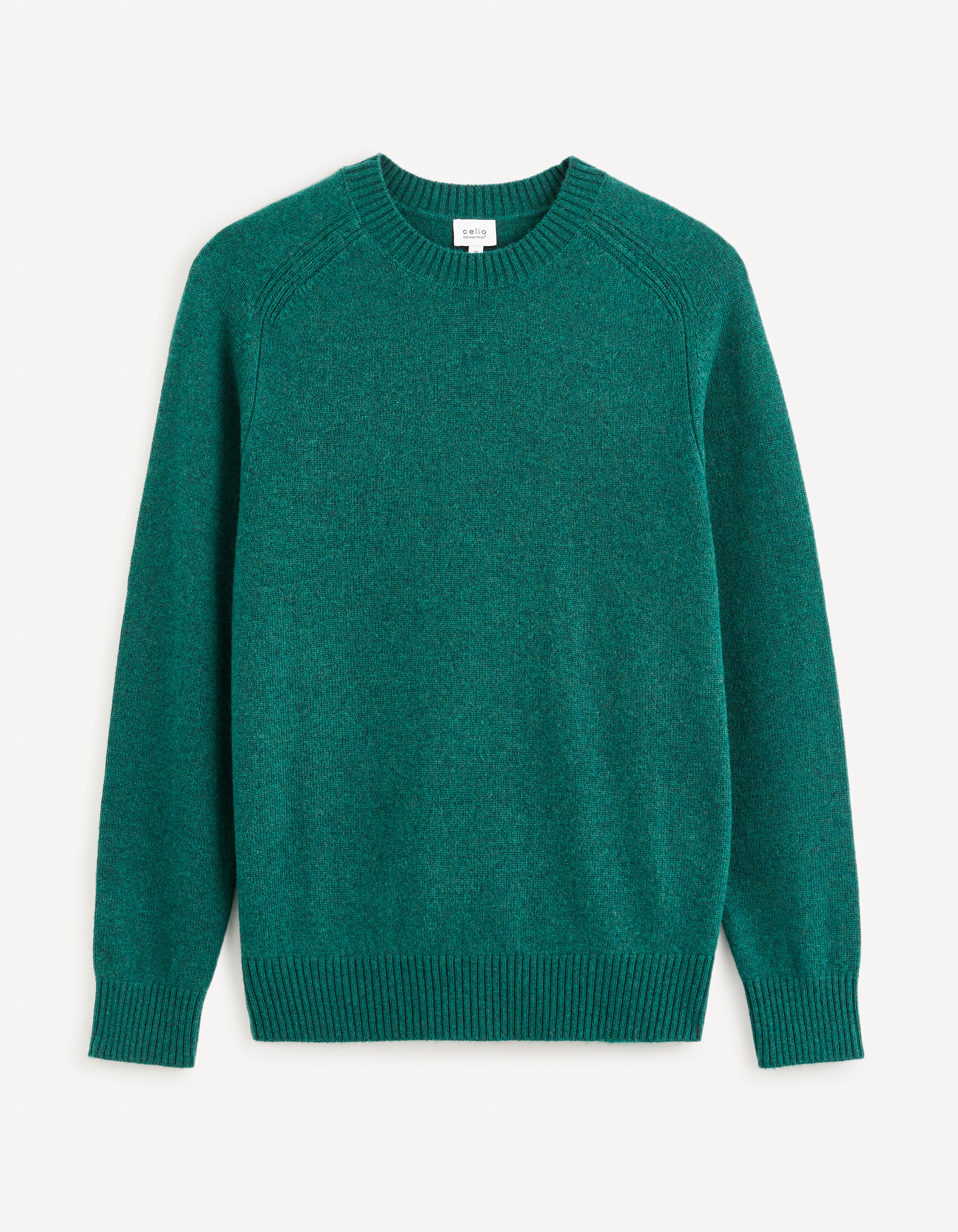 Pull col rond 100% laine - vert