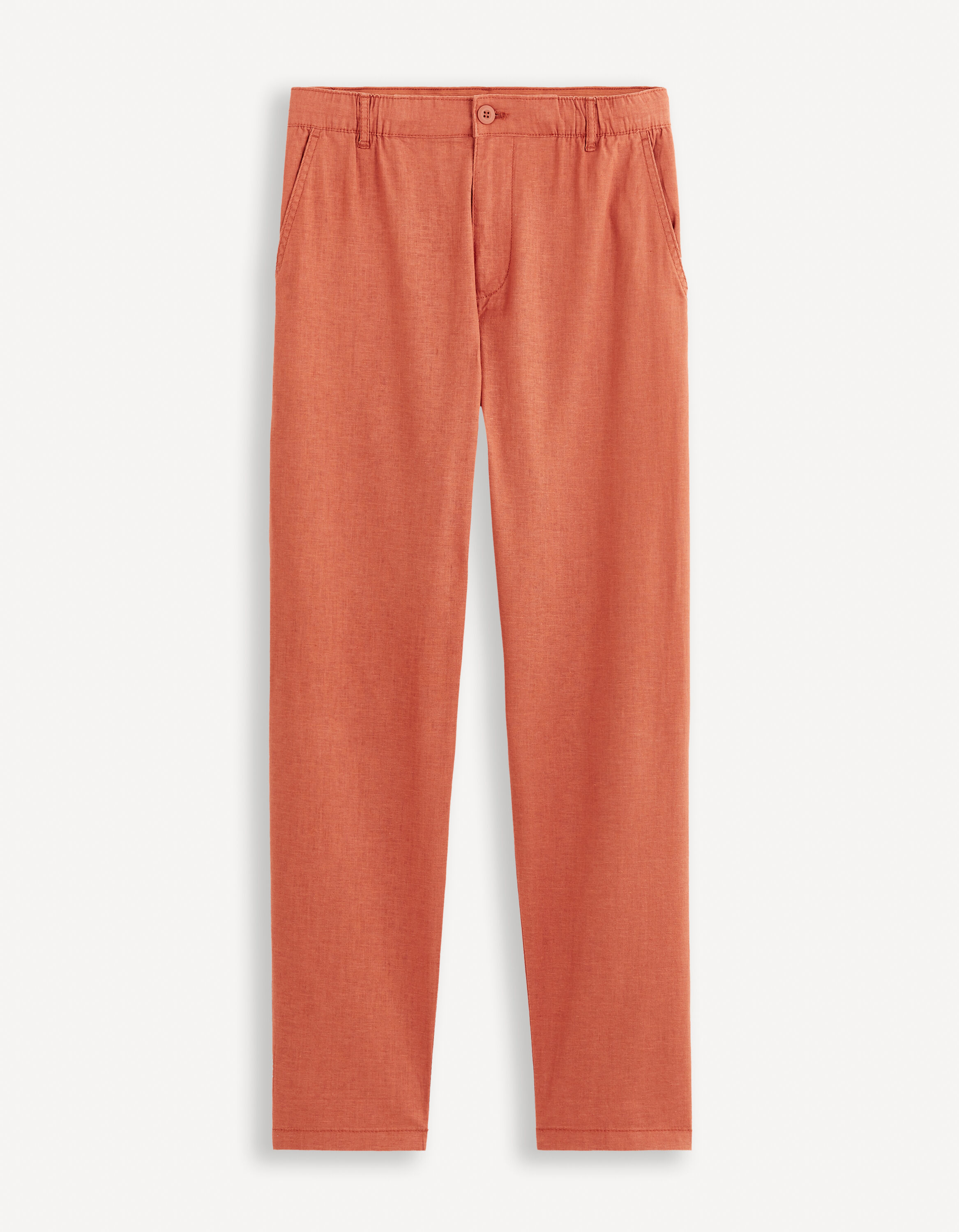 Pantalon straight en lin coton - caramel