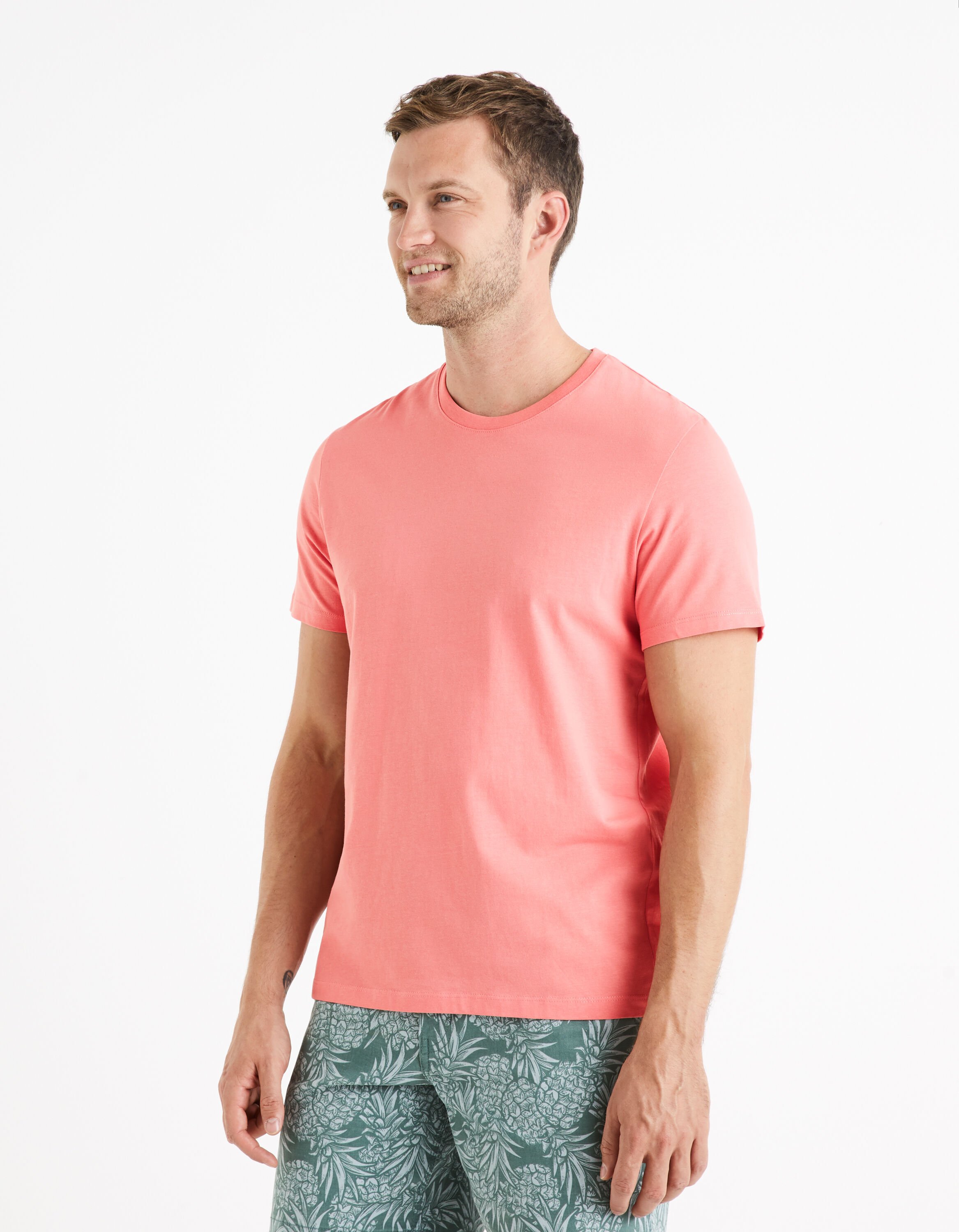 T-shirt col rond 100% coton - rose