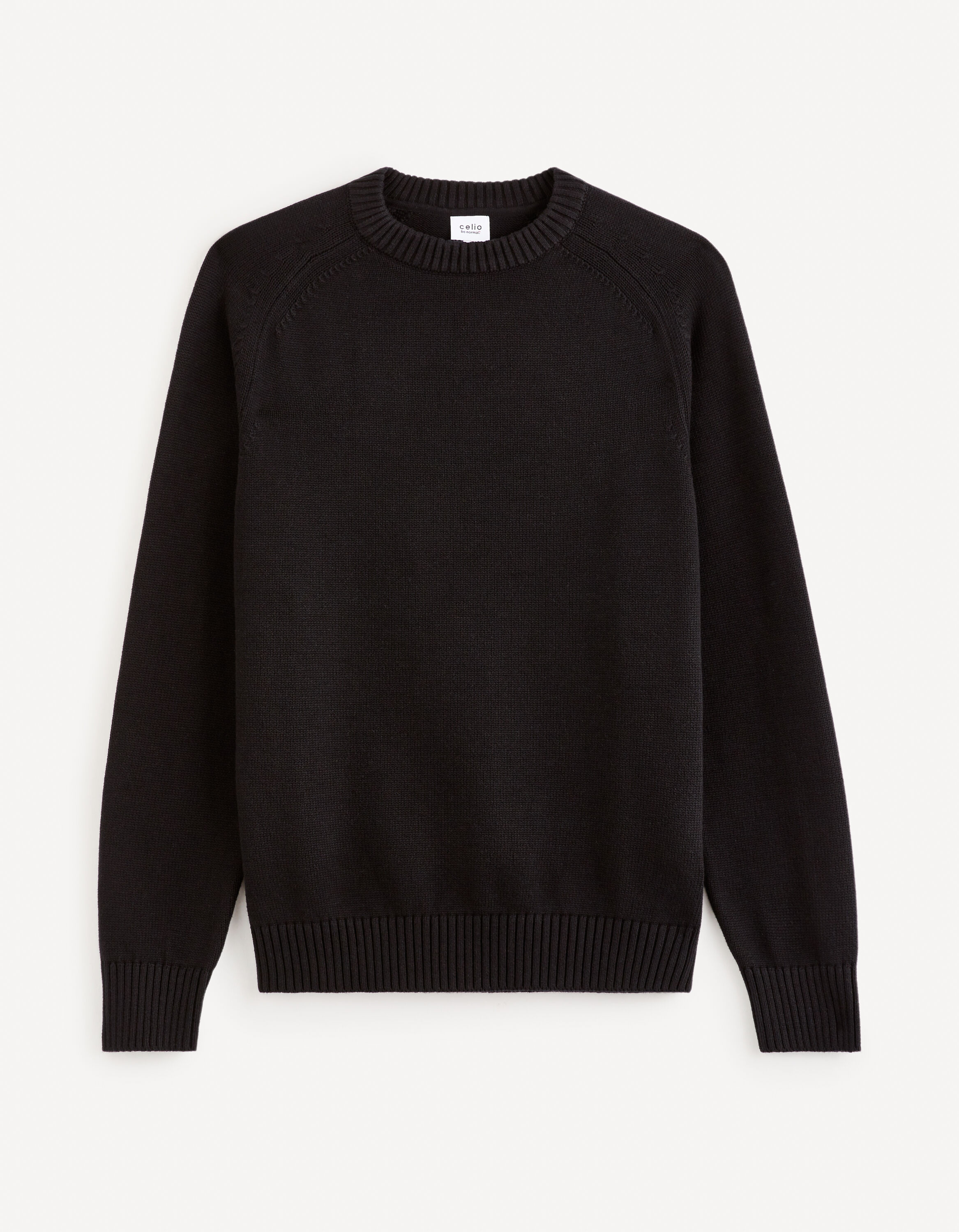 Pull col rond 100% coton - noir