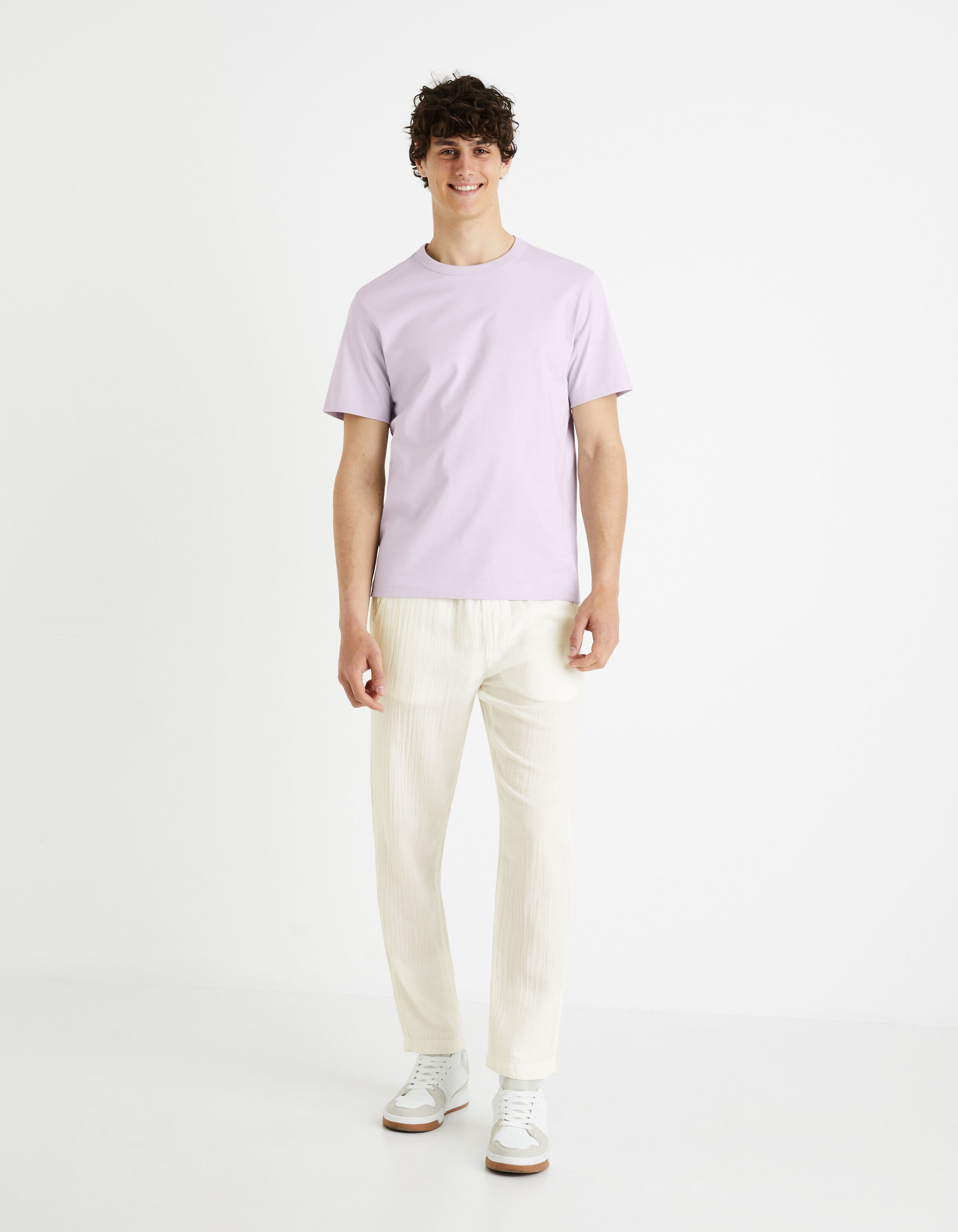 T-shirt boxy 100% coton - parme