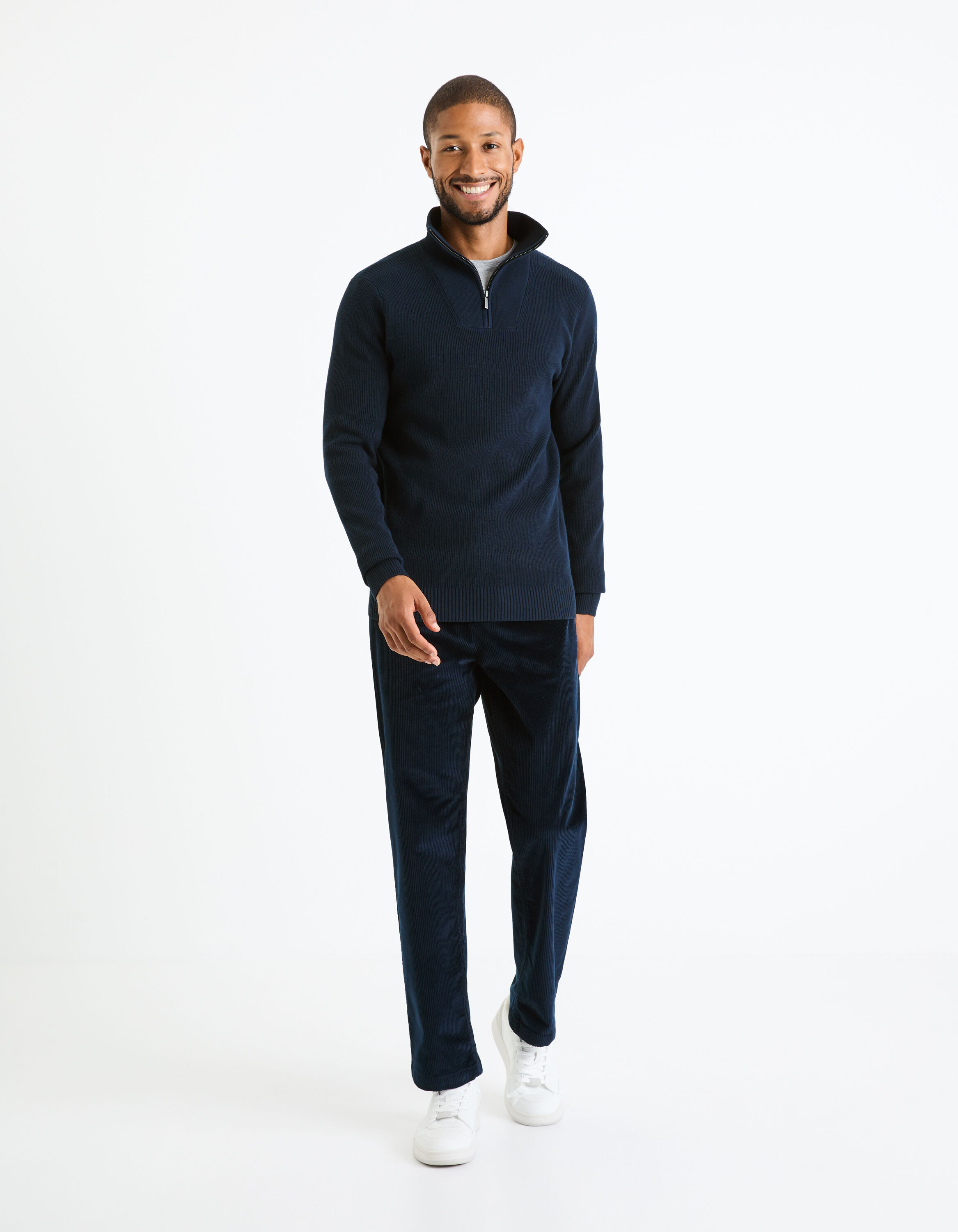 T-shirt manches longues col rond slim coton stretch - gris chine