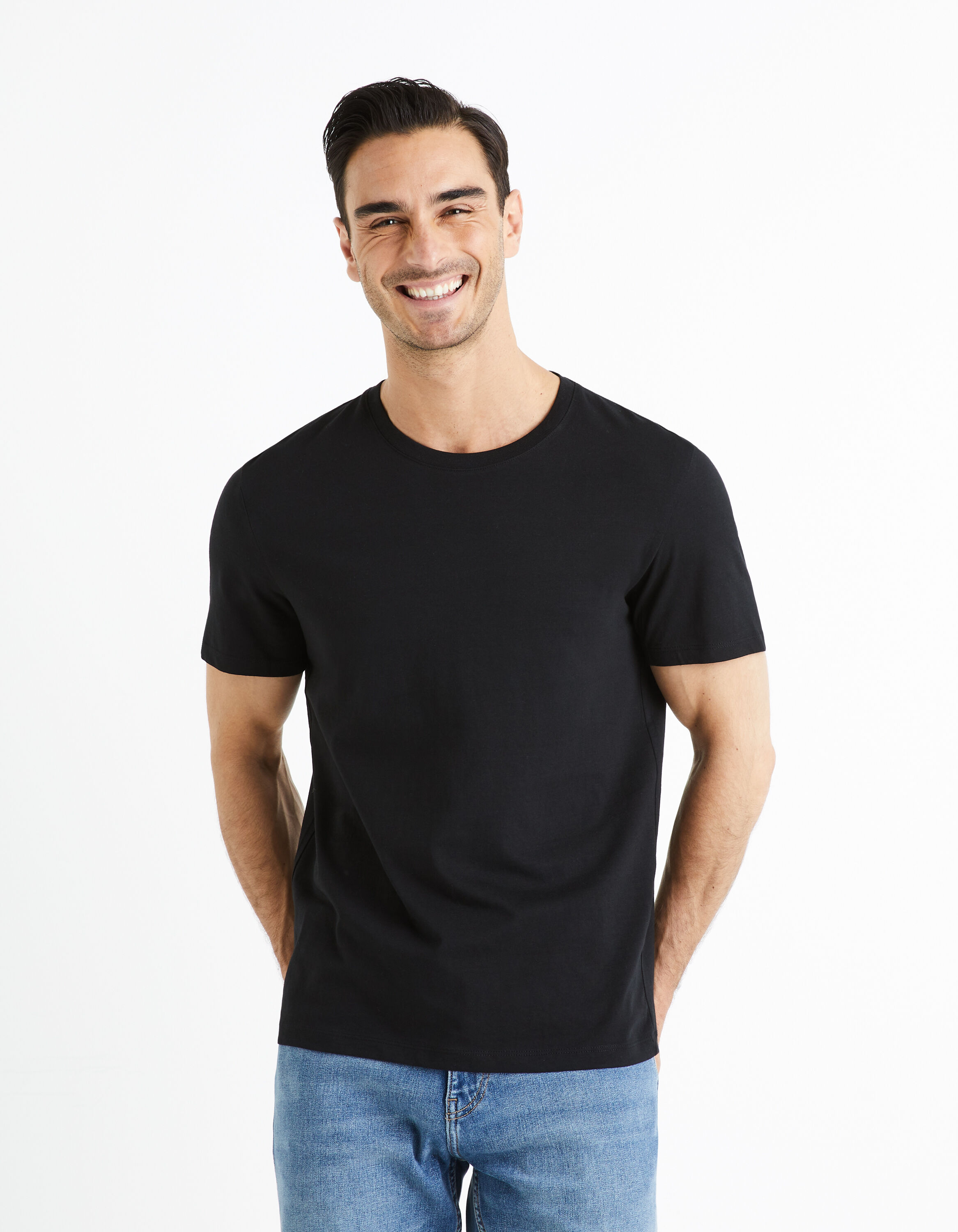 T-shirt col rond 100% coton - noir