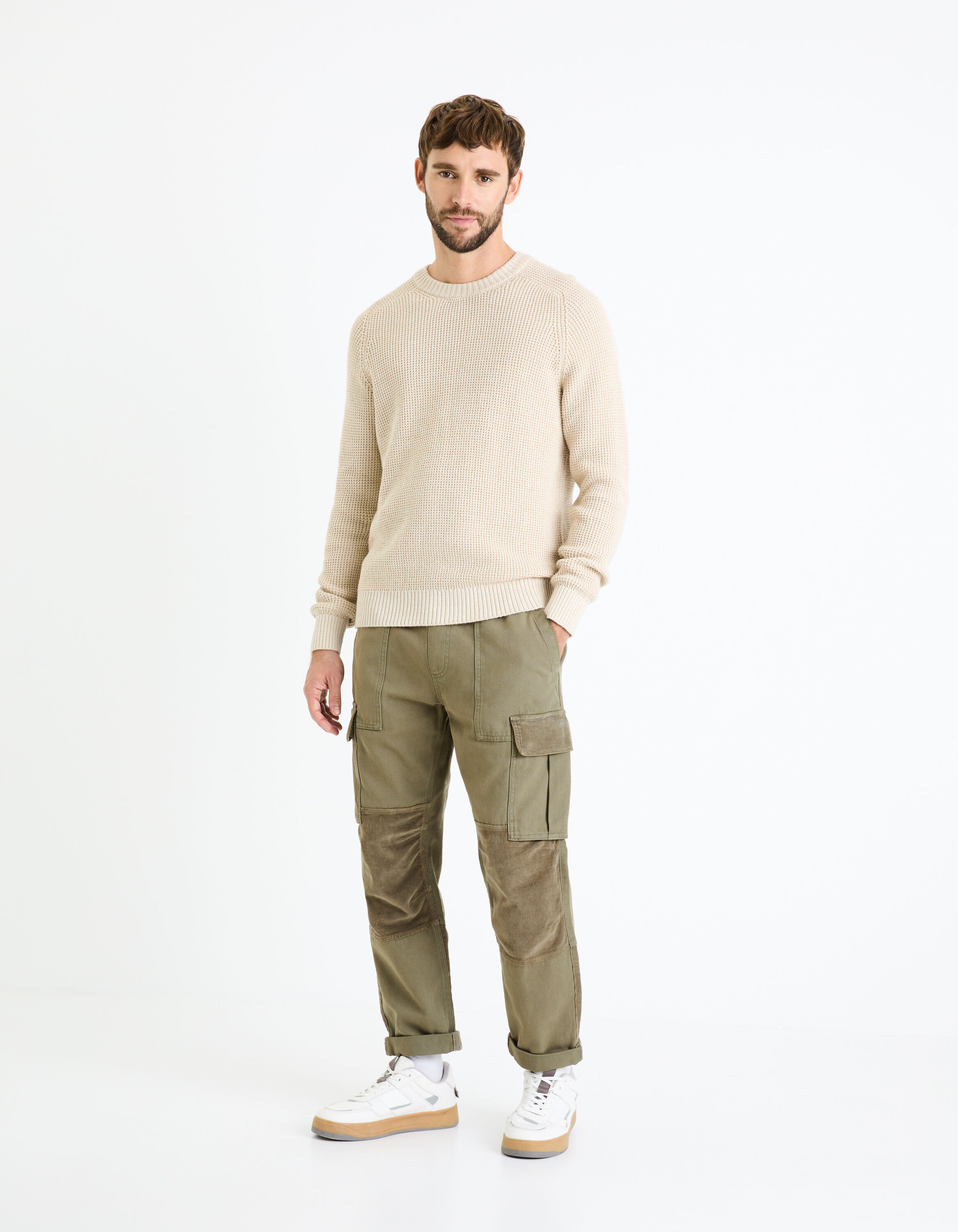 Pantalon cargo bi-couleur 100% coton - kaki
