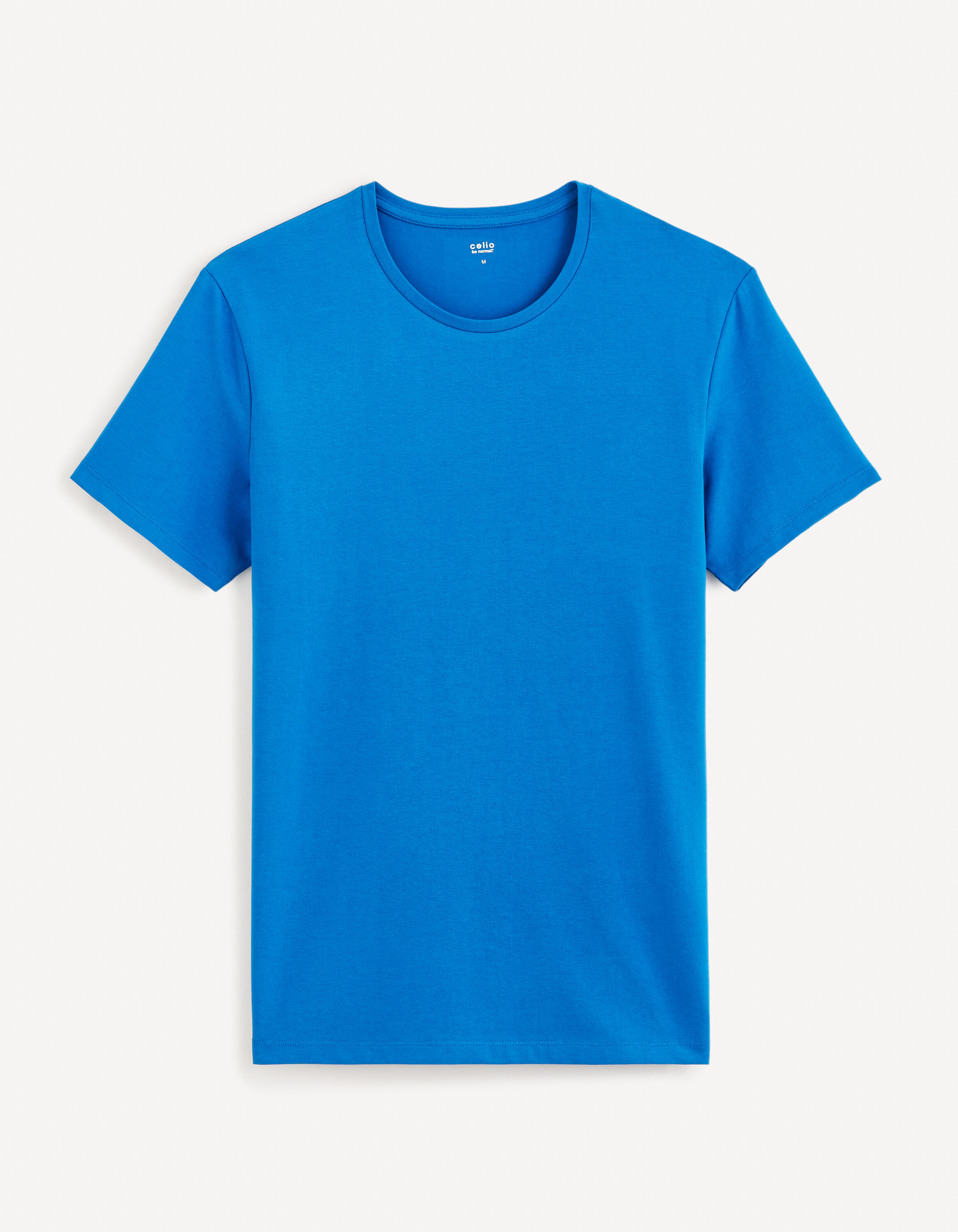T-shirt col rond coton stretch - bleu