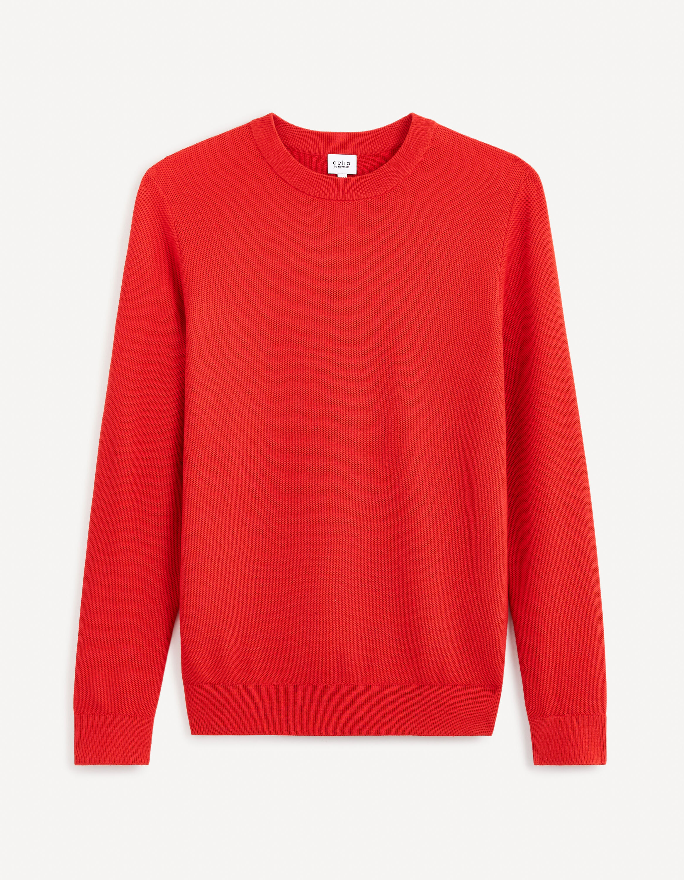 Pull col rond 100% coton - rouge
