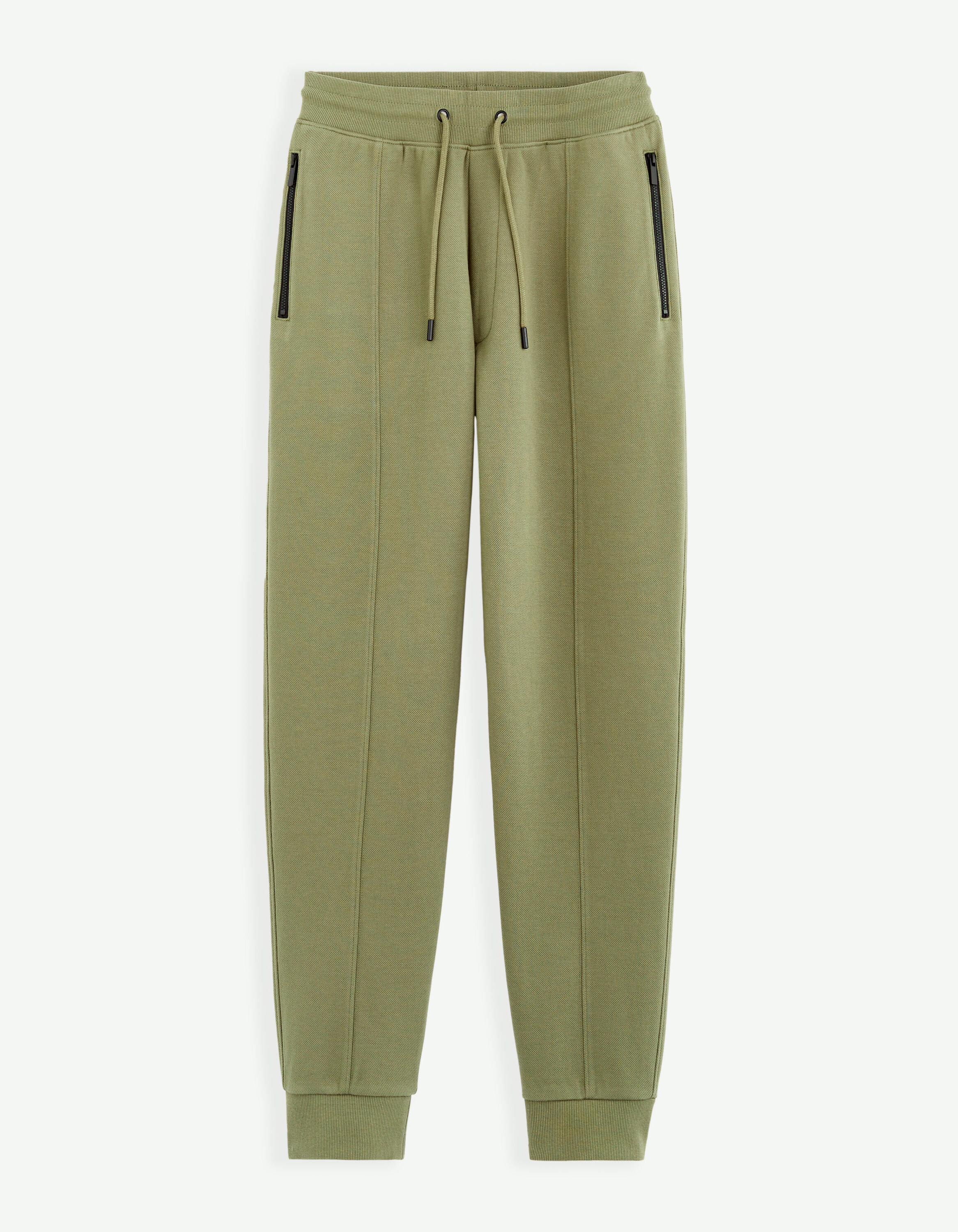 Jogging en coton m&eacute;lang&eacute; - kaki