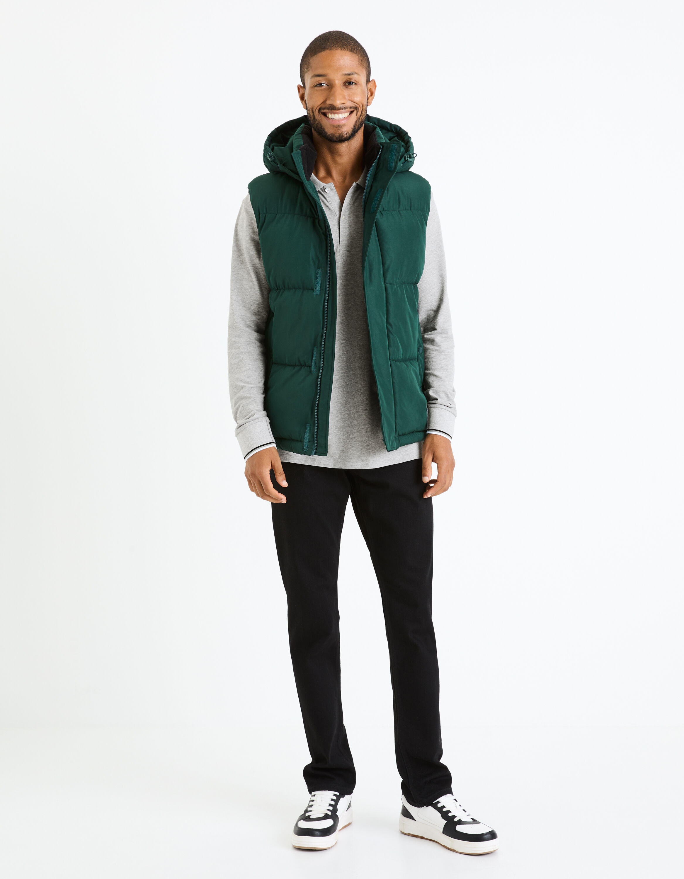 Polo piqu&eacute; manches longues - gris