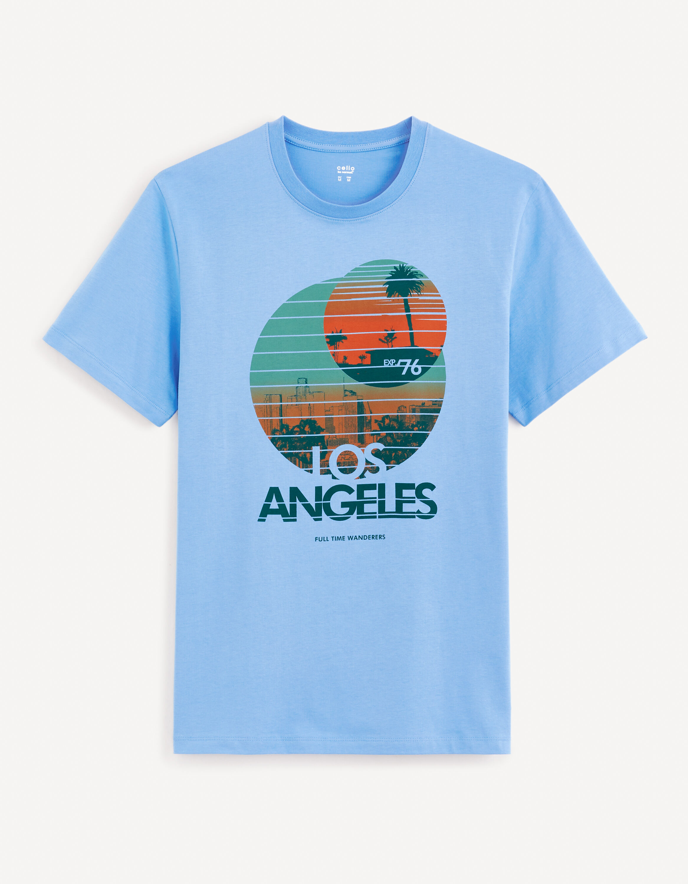 T-shirt col rond 100% coton - bleu