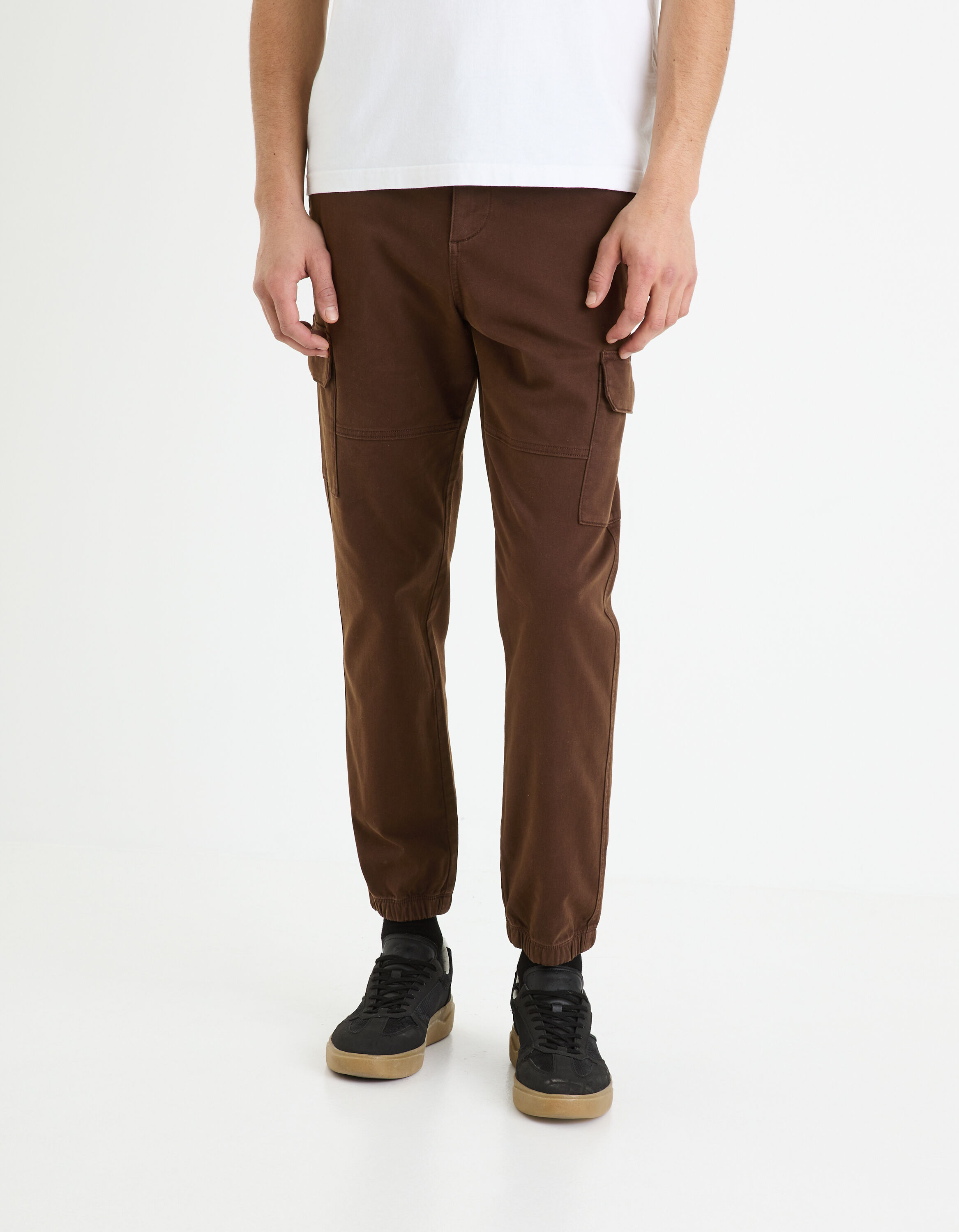 Pantalon slim cargo - chocolat