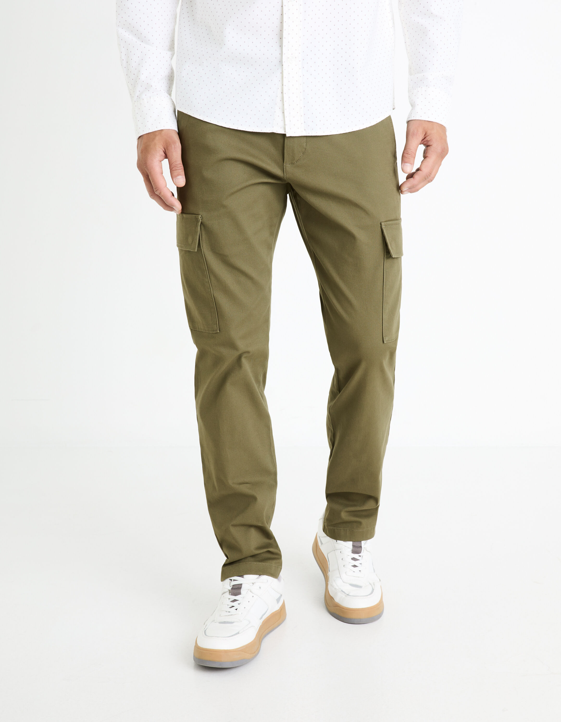 Pantalon cargo slim - kaki fonc&eacute;