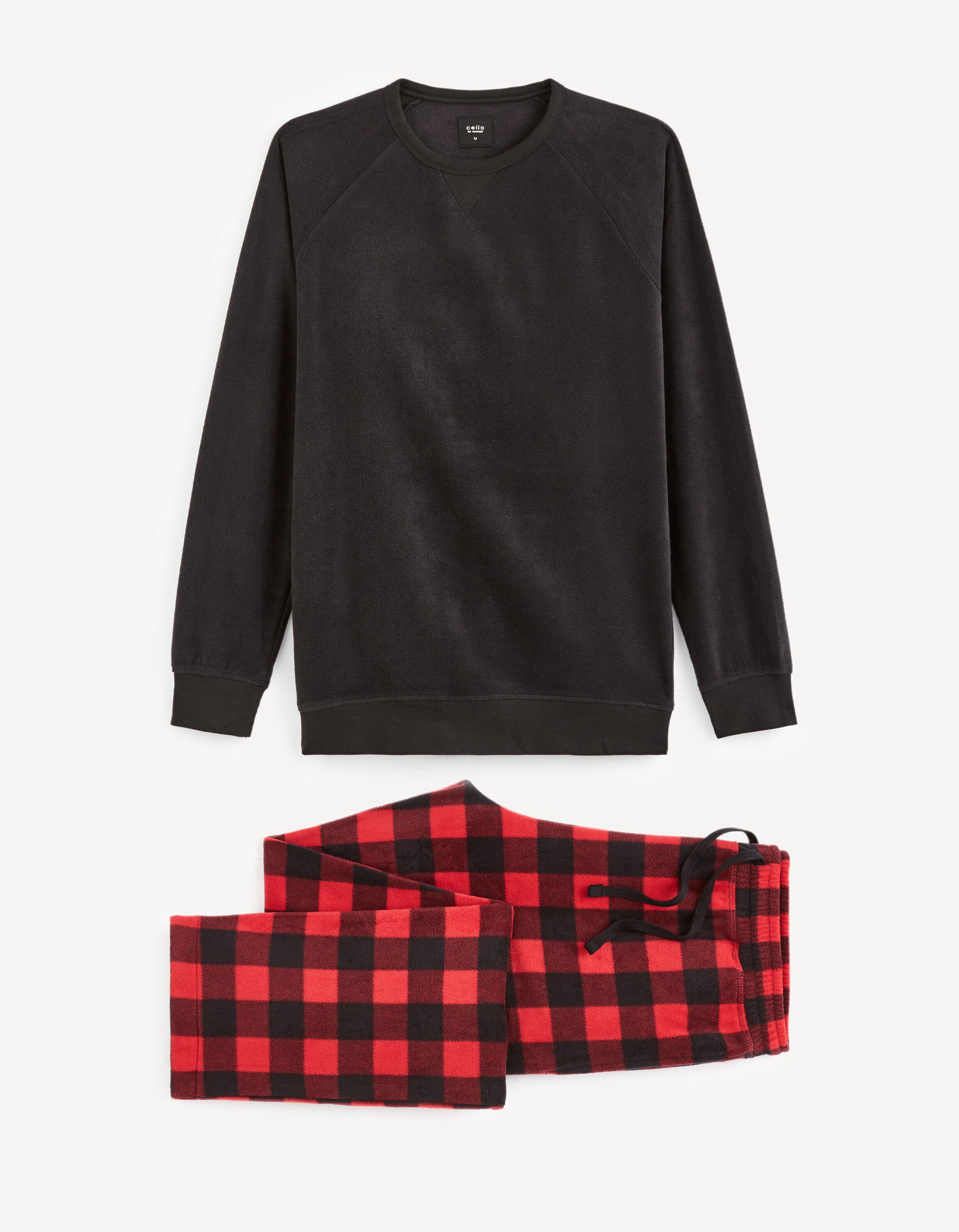 Pyjama &agrave; carreaux - noir