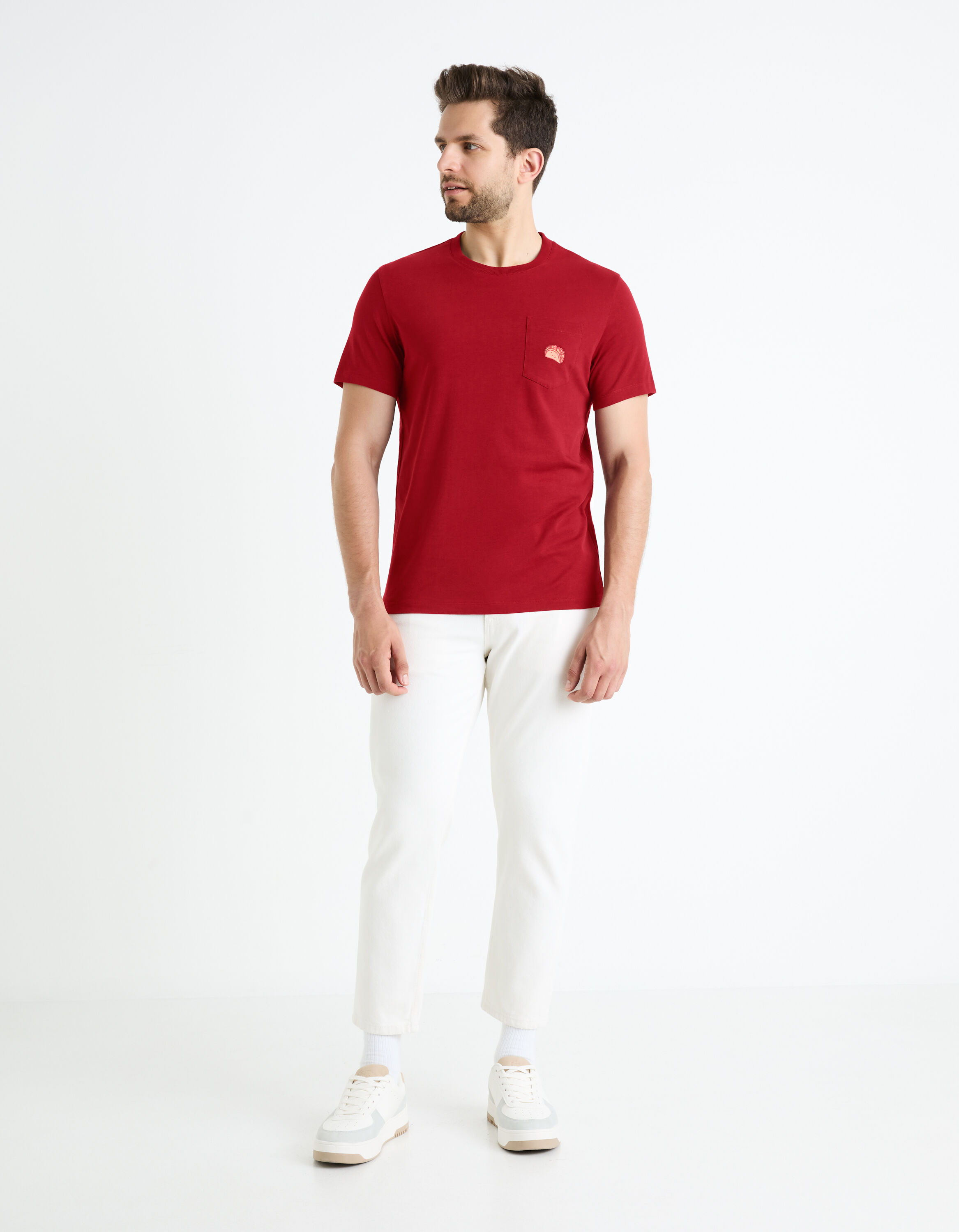 T-shirt col rond 100% coton - bordeaux