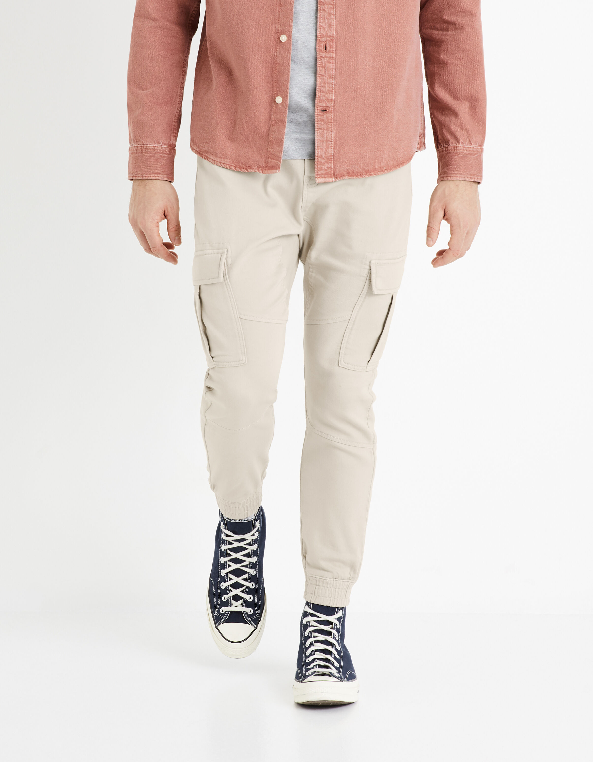 Pantalon cargo slim - beige