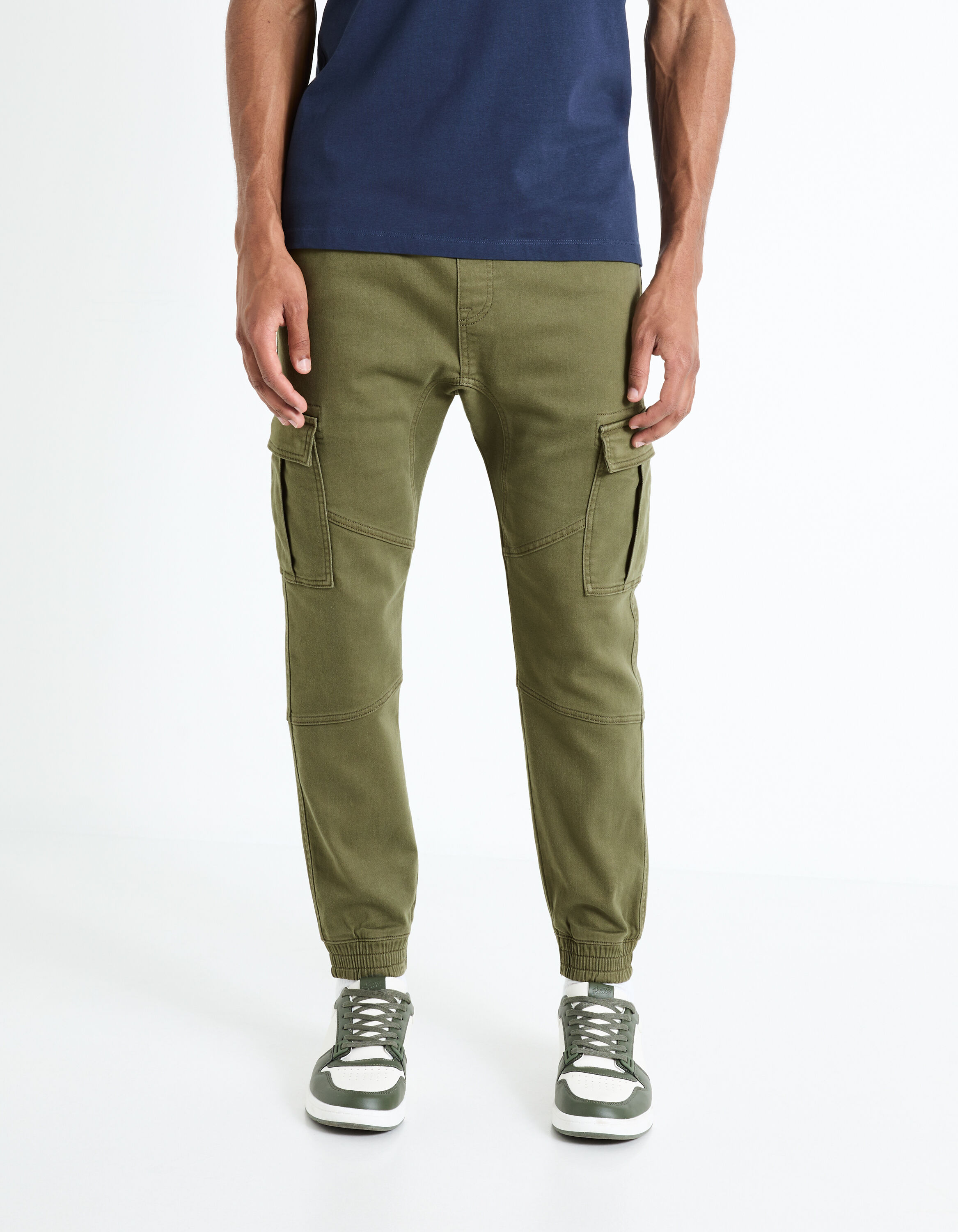 Pantalon cargo slim - kaki fonc&eacute;