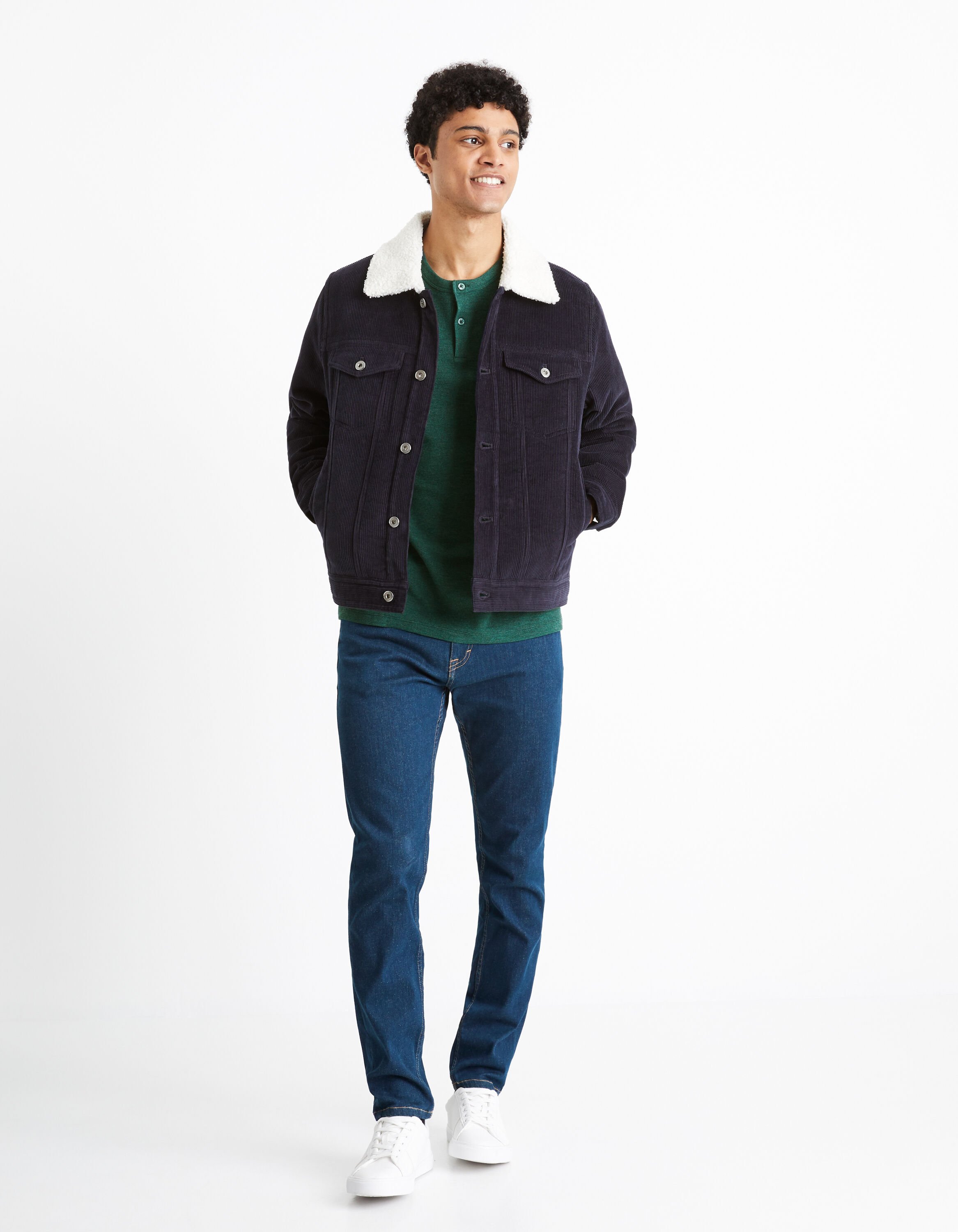 Blouson velours doubl&eacute; sherpa - marine