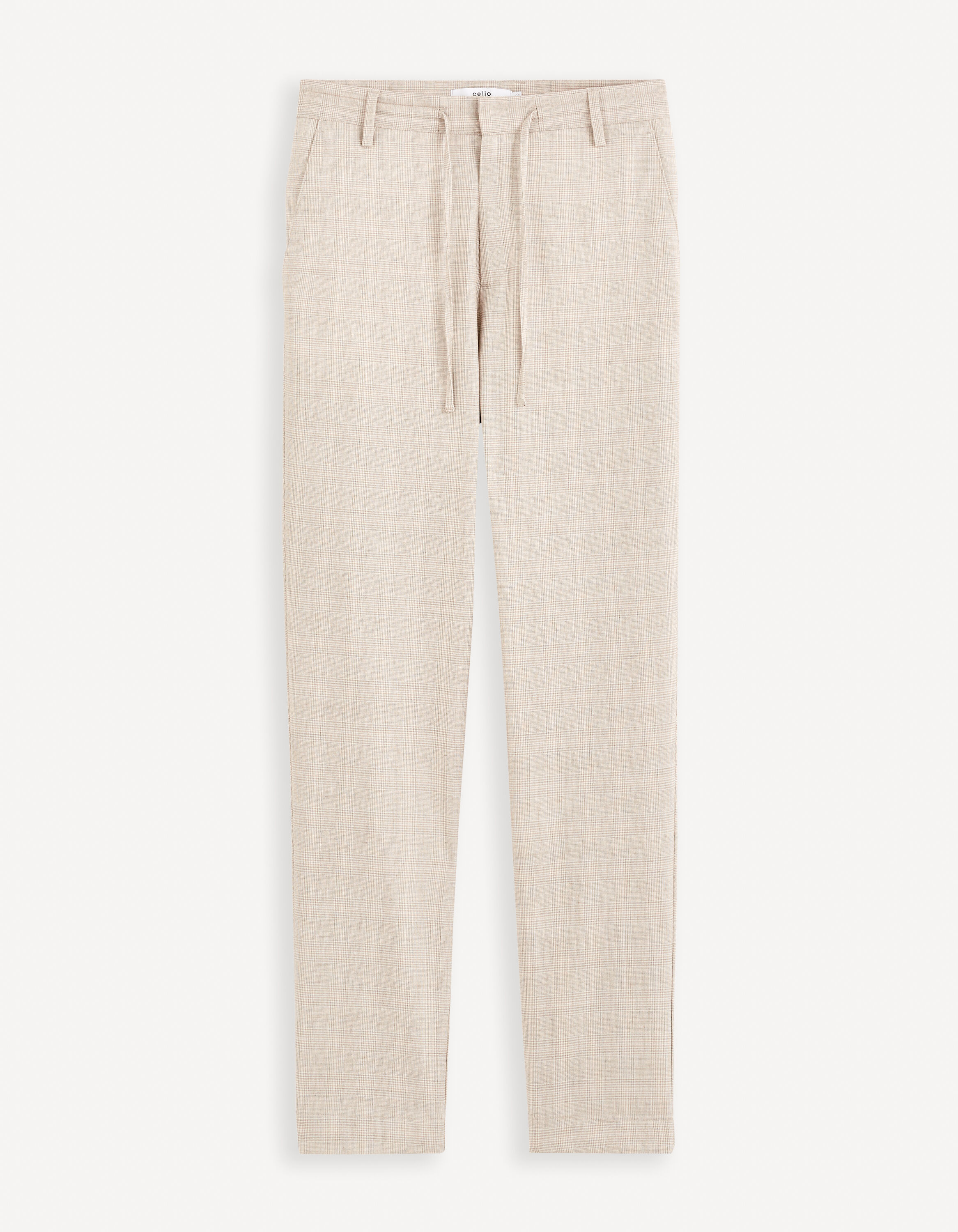 Pantalon &agrave; carreau - beige