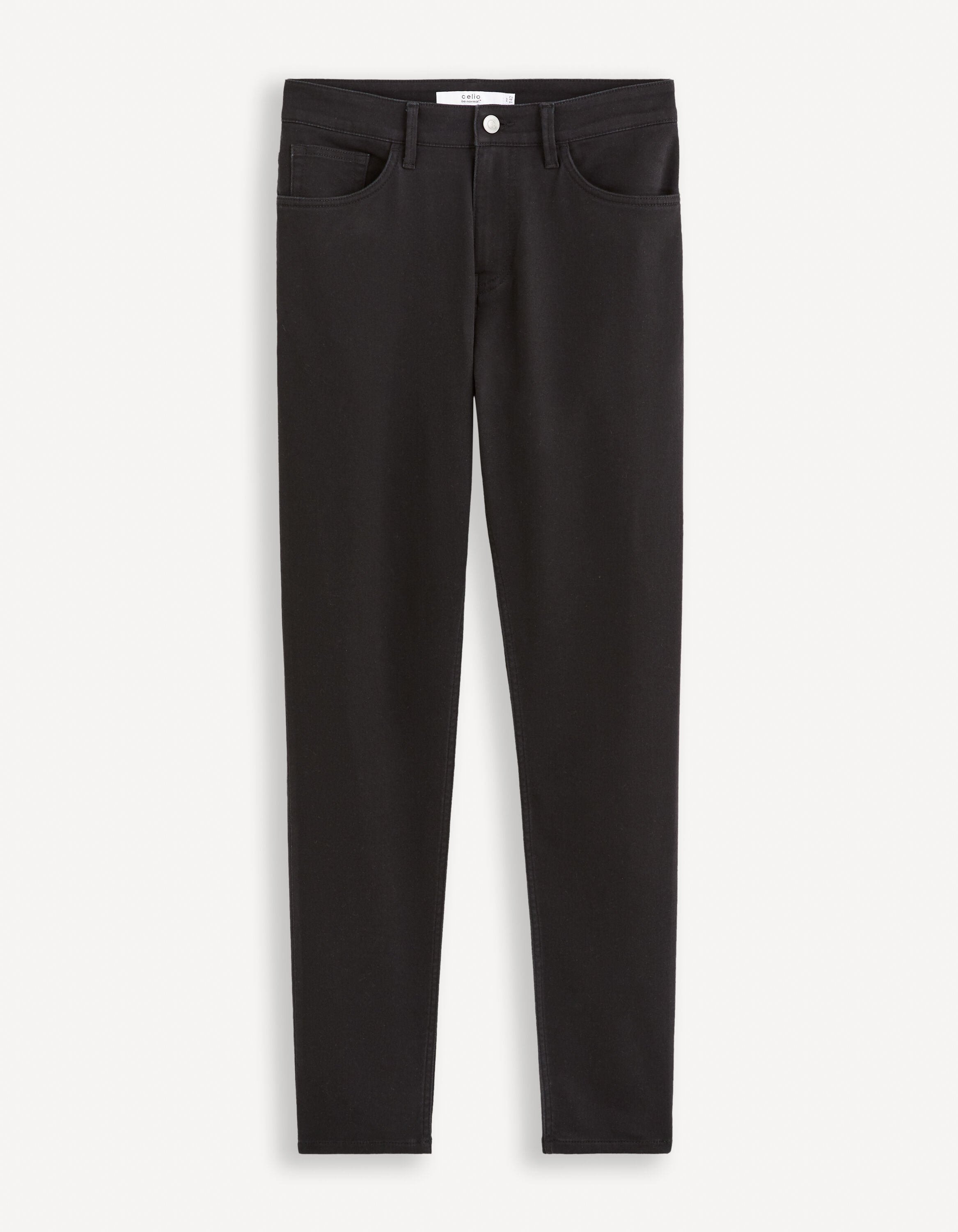 Pantalon slim 5 poches coton m&eacute;lang&eacute; - noir