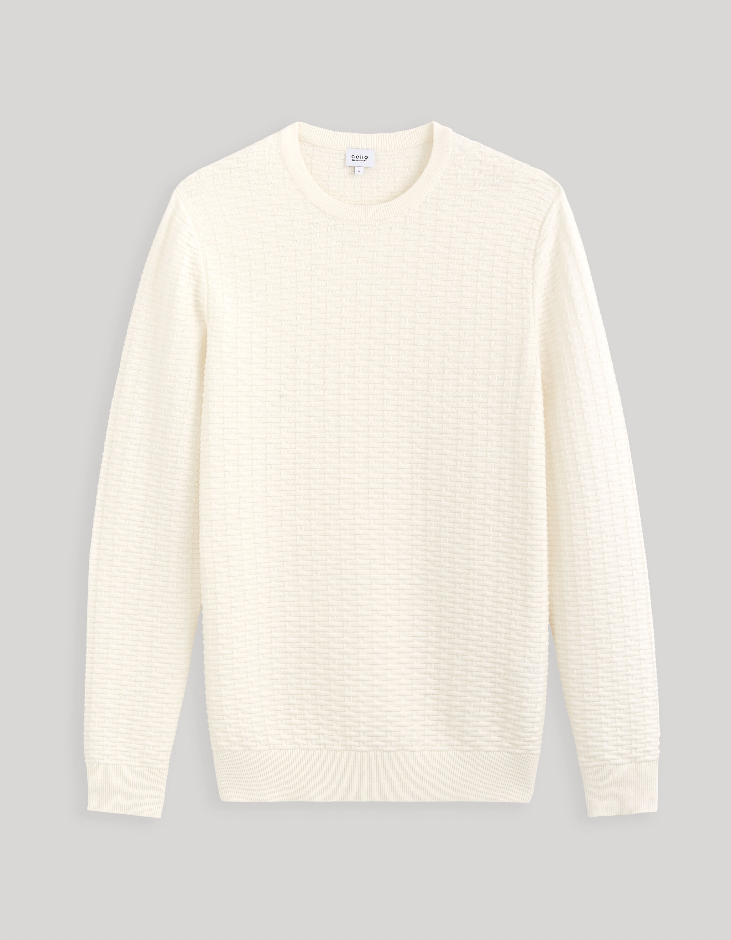 Pull col rond 100% coton - beige