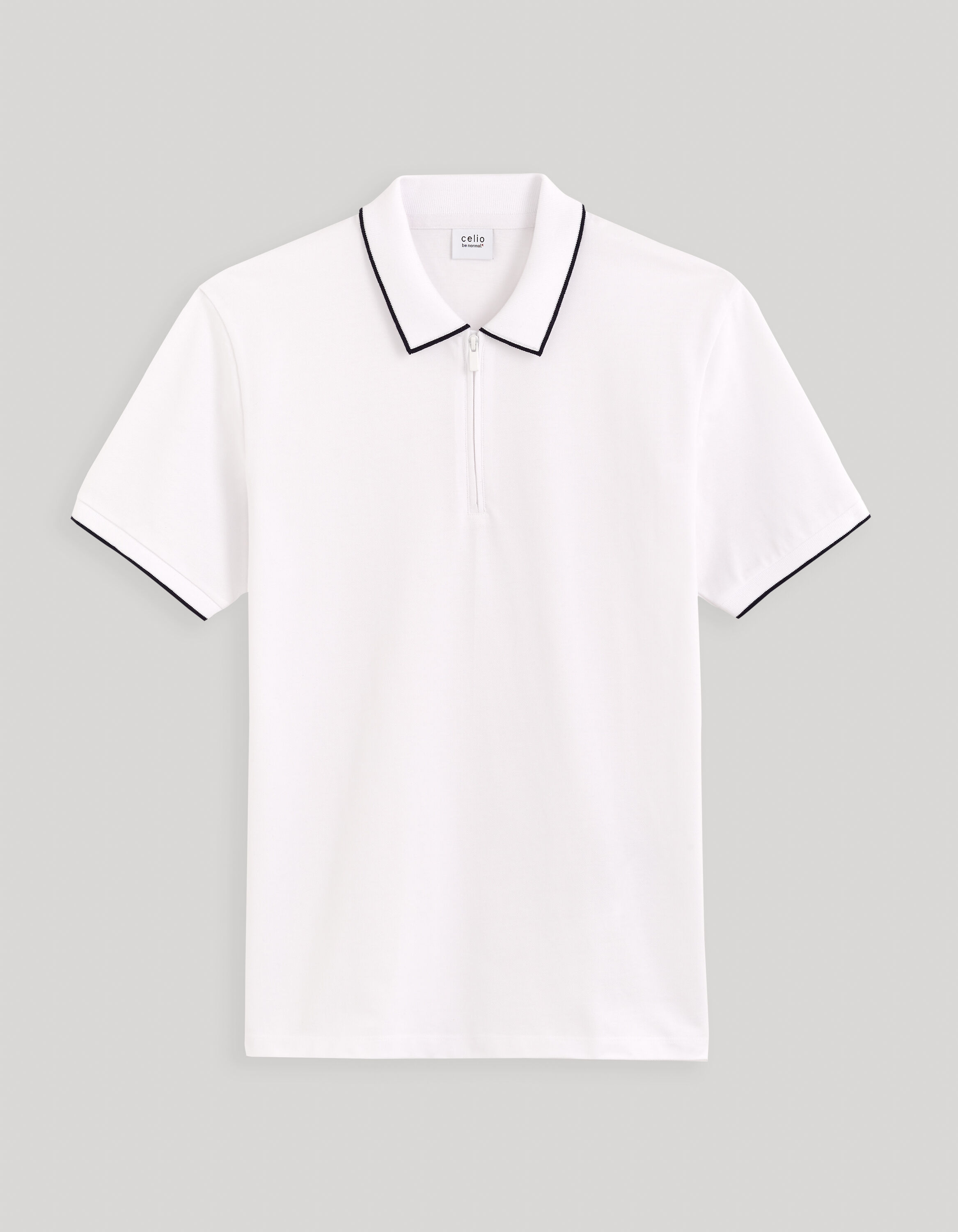 Polo 100% coton &agrave; col zipp&eacute; - blanc