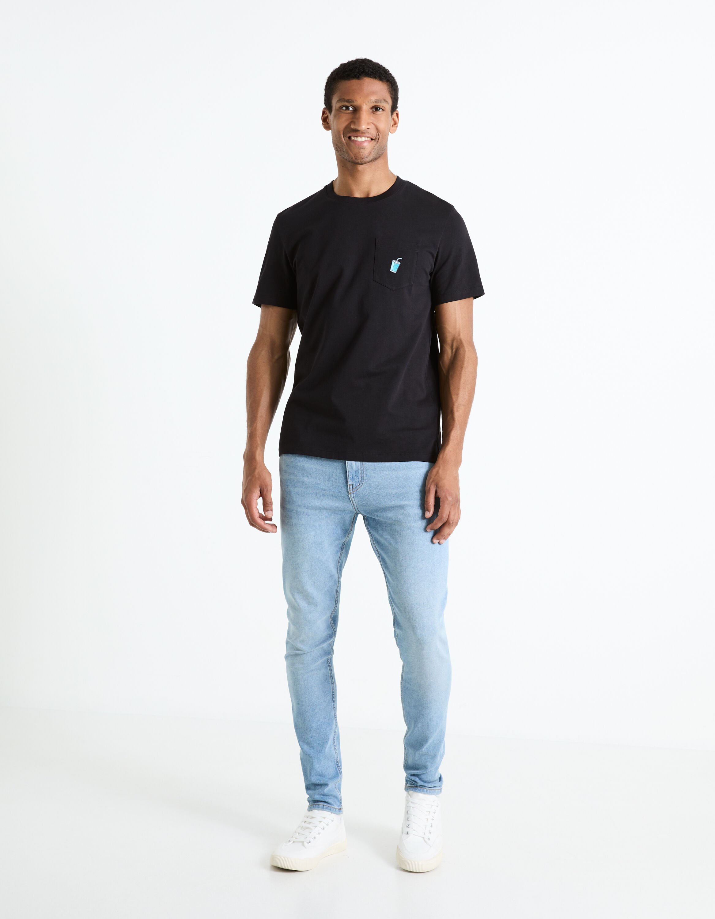 T-shirt col rond 100% coton - noir