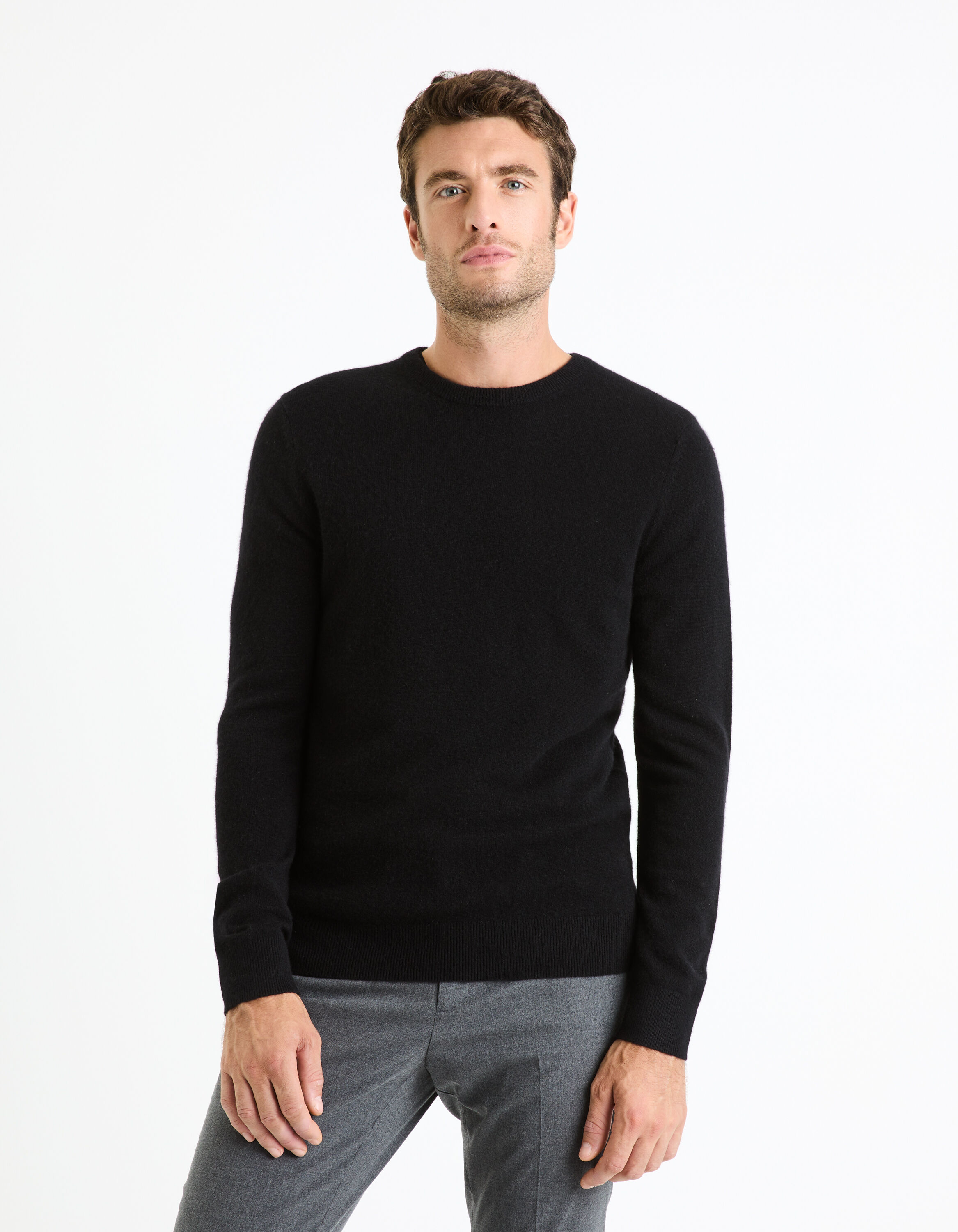 Pull col rond 100% cachemire - noir