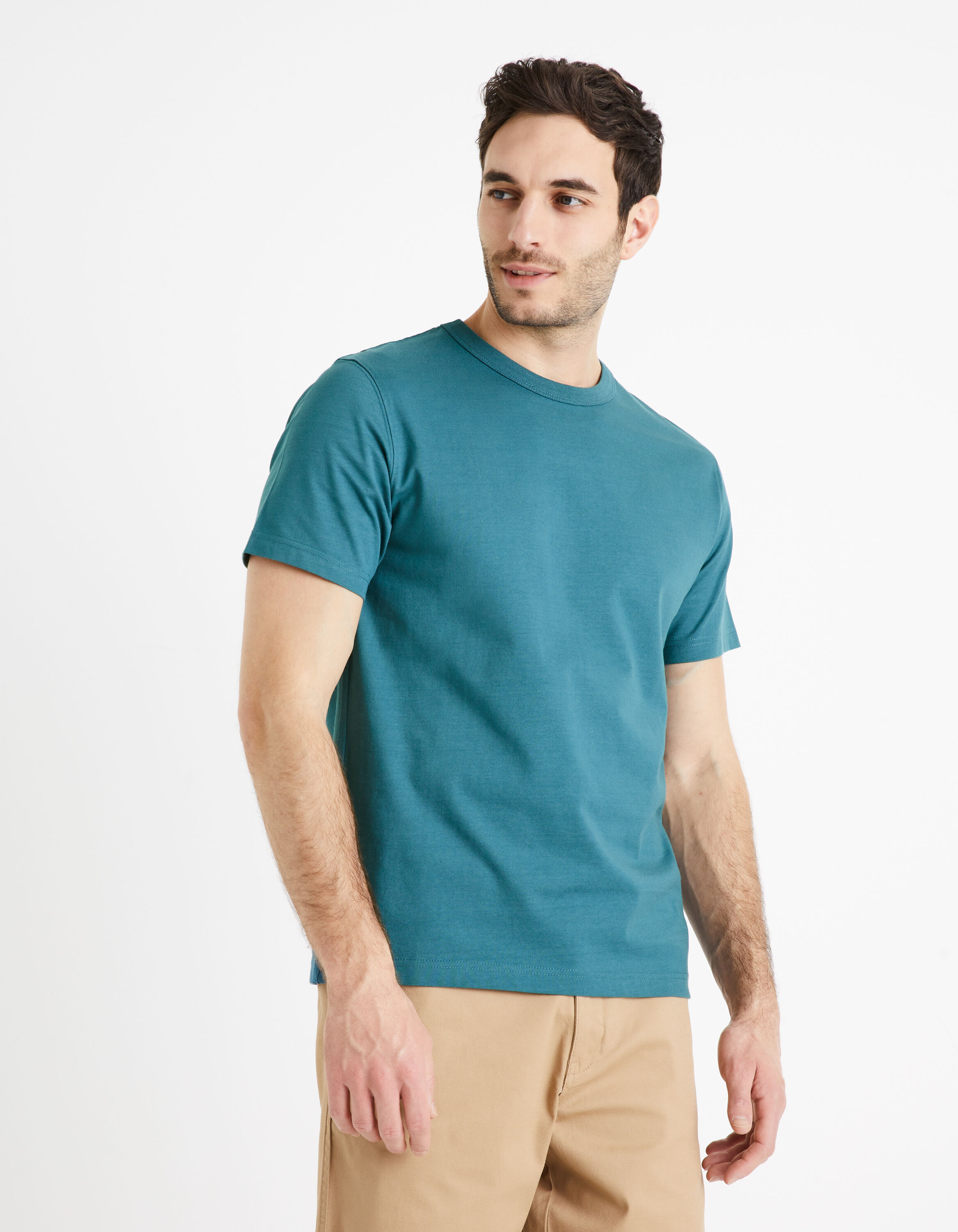 T-shirt boxy 100% coton - p&eacute;trole