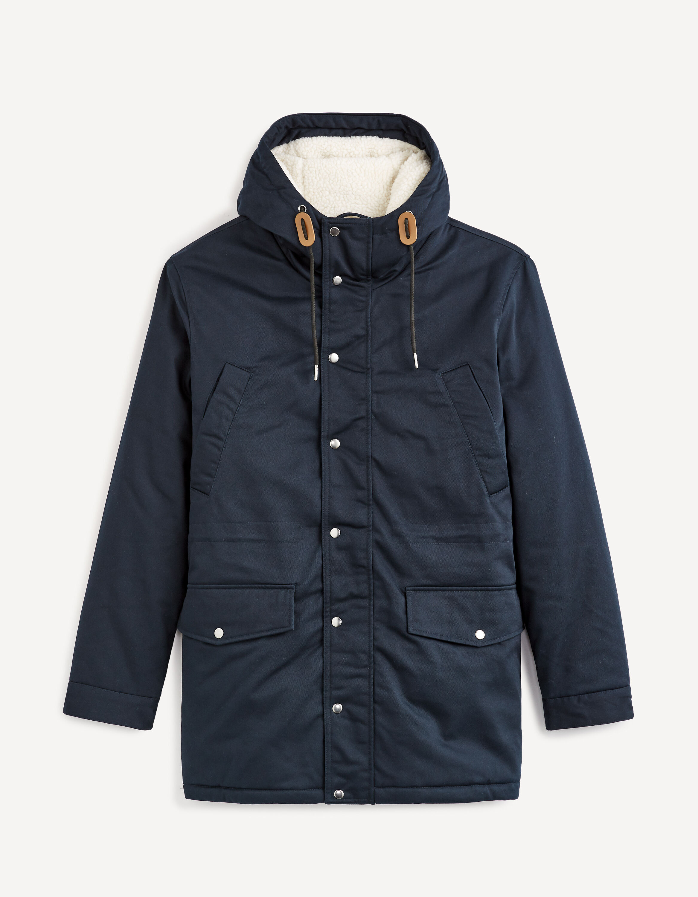 Parka &agrave; capuche doubl&eacute;e sherpa - marine