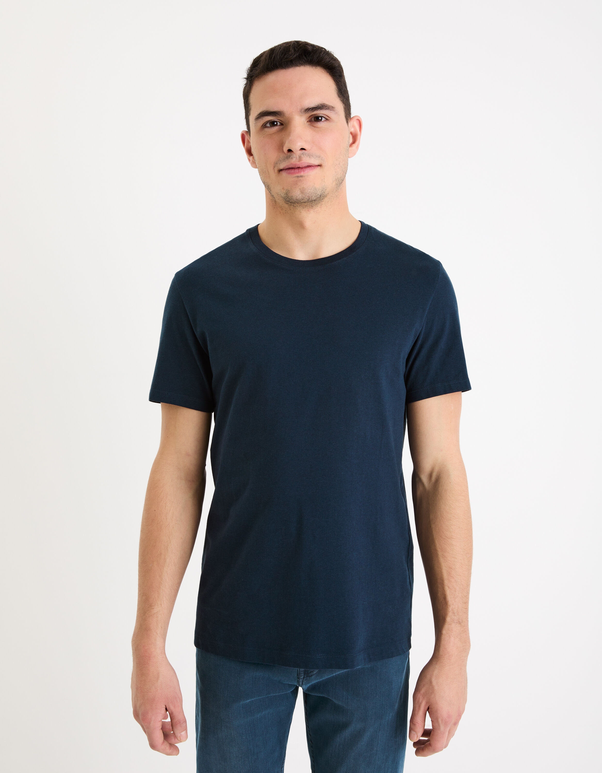T-shirt col rond 100% coton - marine