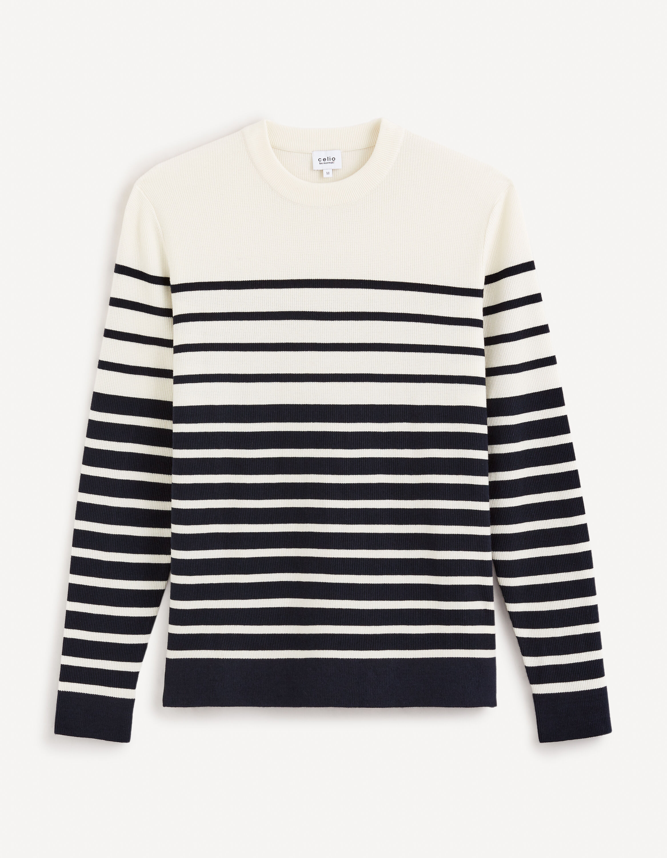 Pull col rond 100% coton - blanc